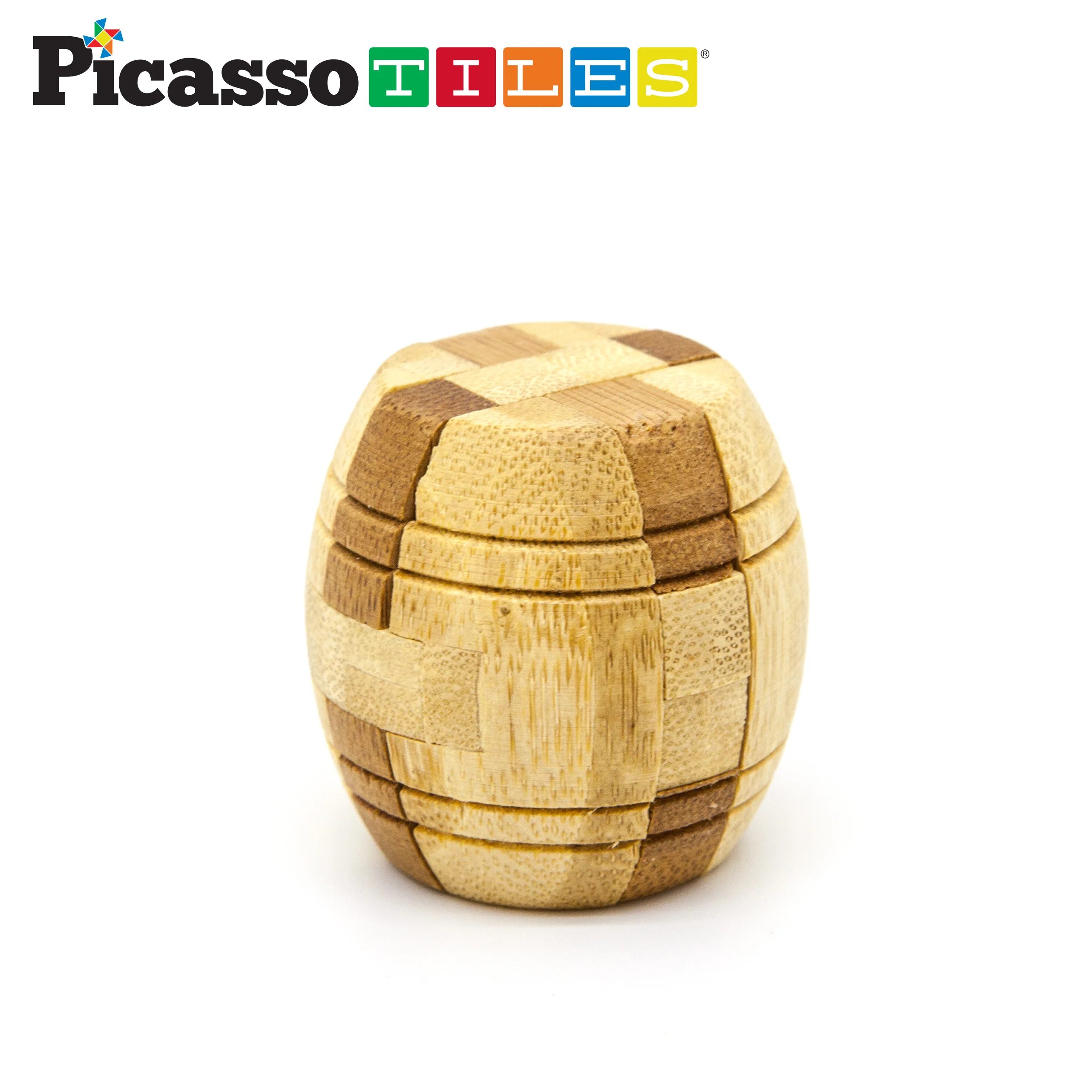 PicassoTiles 8 Style Wooden Burr Puzzle Cube, Ball and Barrels - Image 3