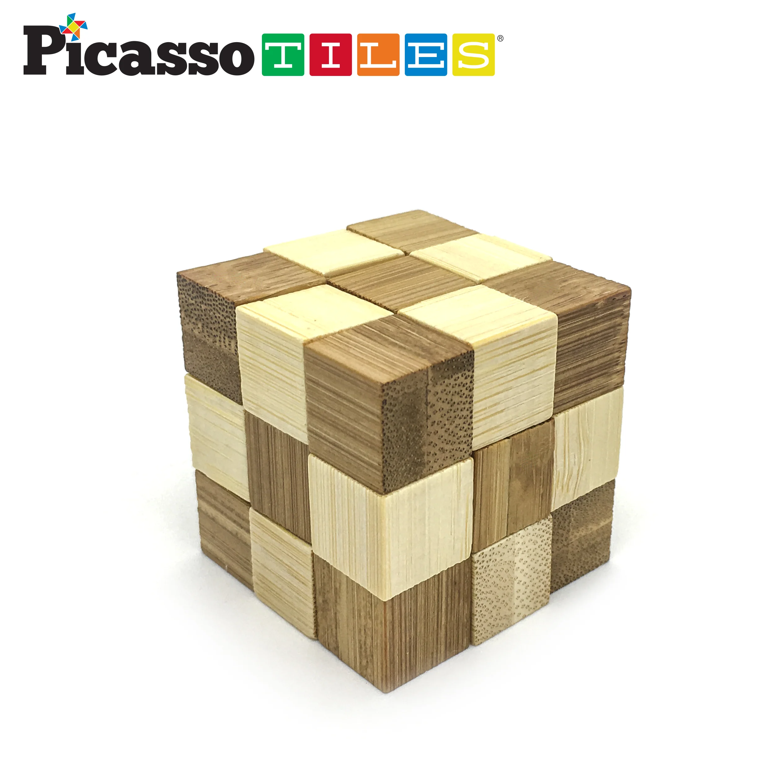 PicassoTiles 8 Style Wooden Burr Puzzle Cube, Ball and Barrels - Image 7