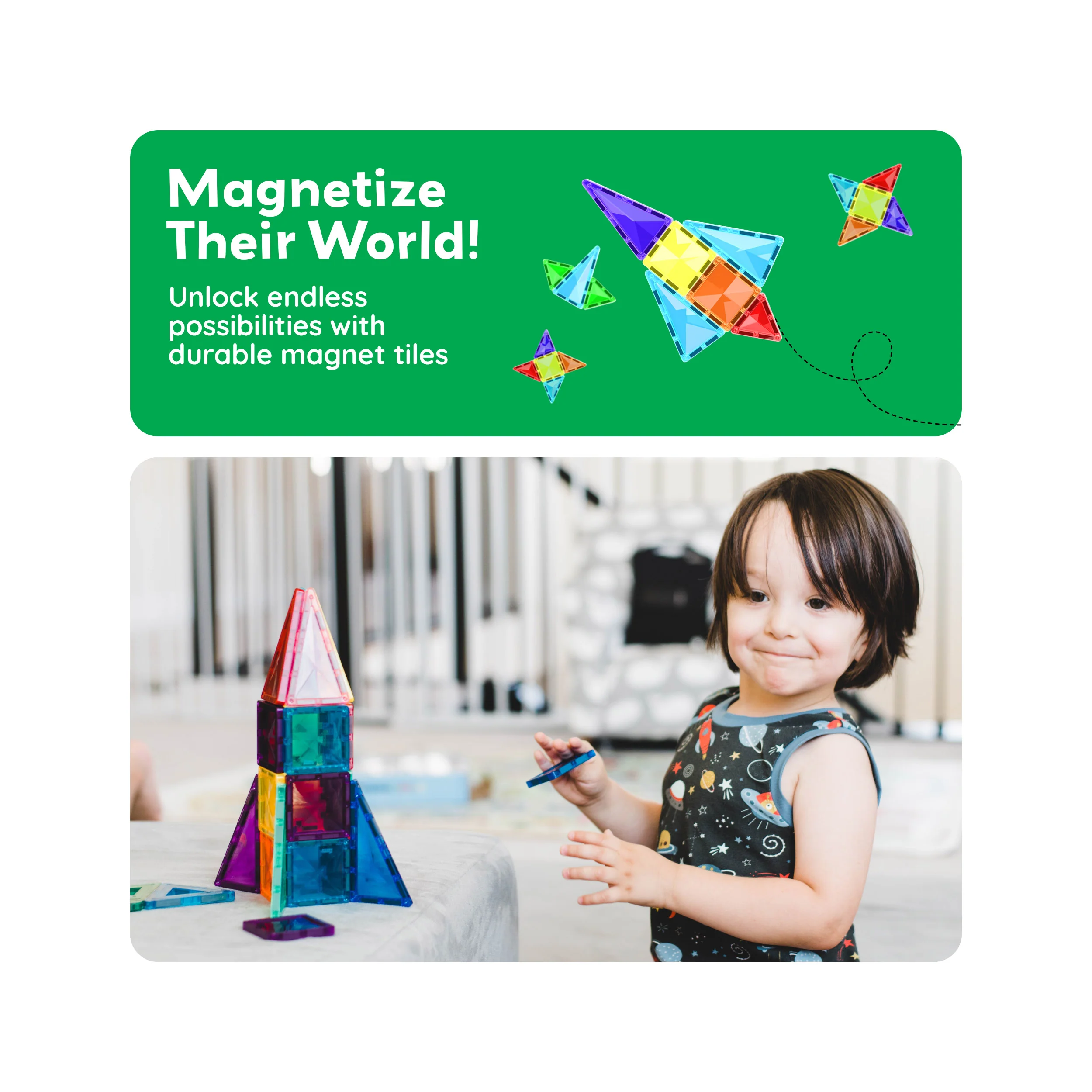 PicassoTiles 80pc Diamond-Cut Magnetic Tiles Set with Car Base (PT80) - Image 7