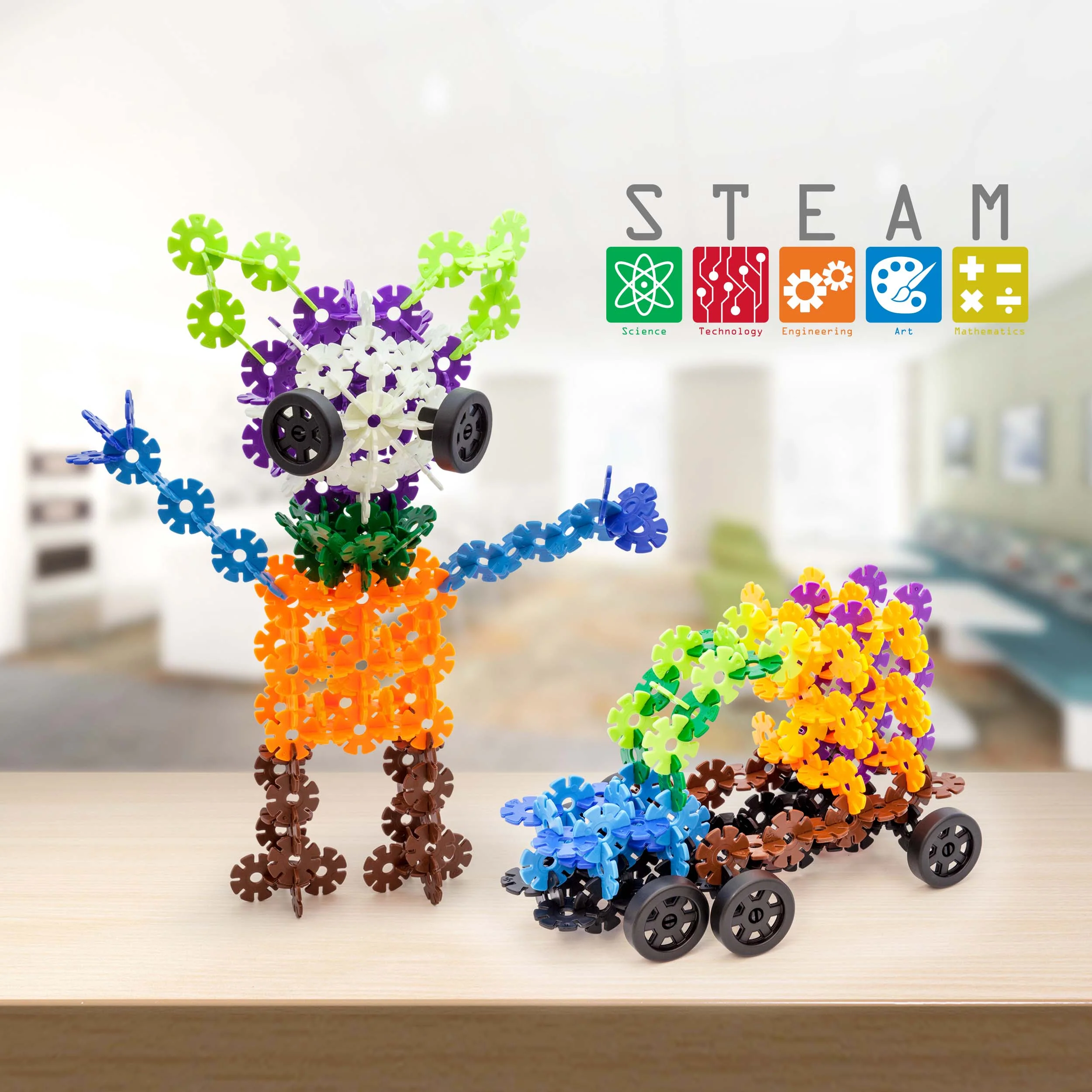 PicassoTiles 800pc Building Chips with 10 Wheels - Image 3