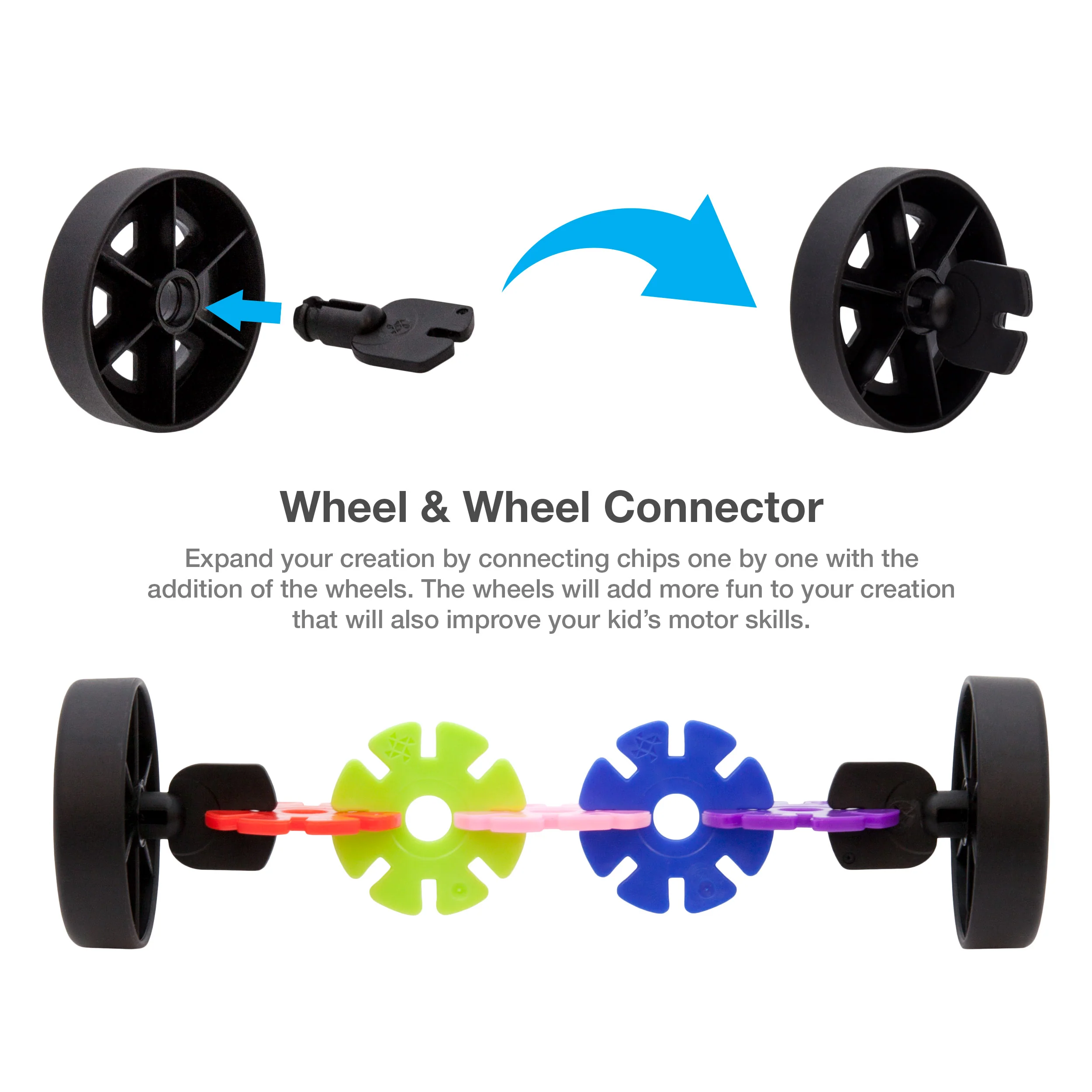 PicassoTiles 800pc Building Chips with 10 Wheels - Image 5