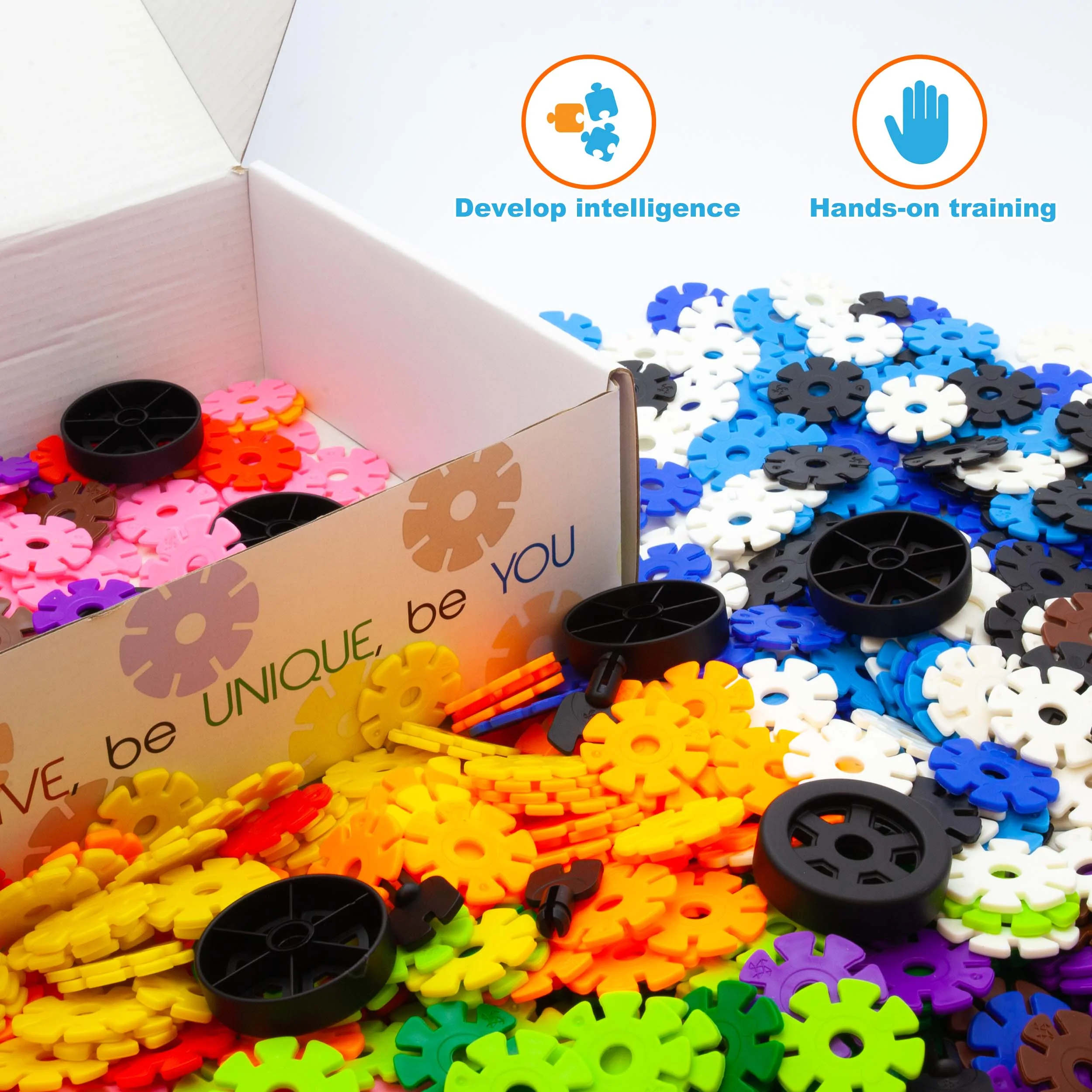 PicassoTiles 800pc Building Chips with 10 Wheels - Image 6