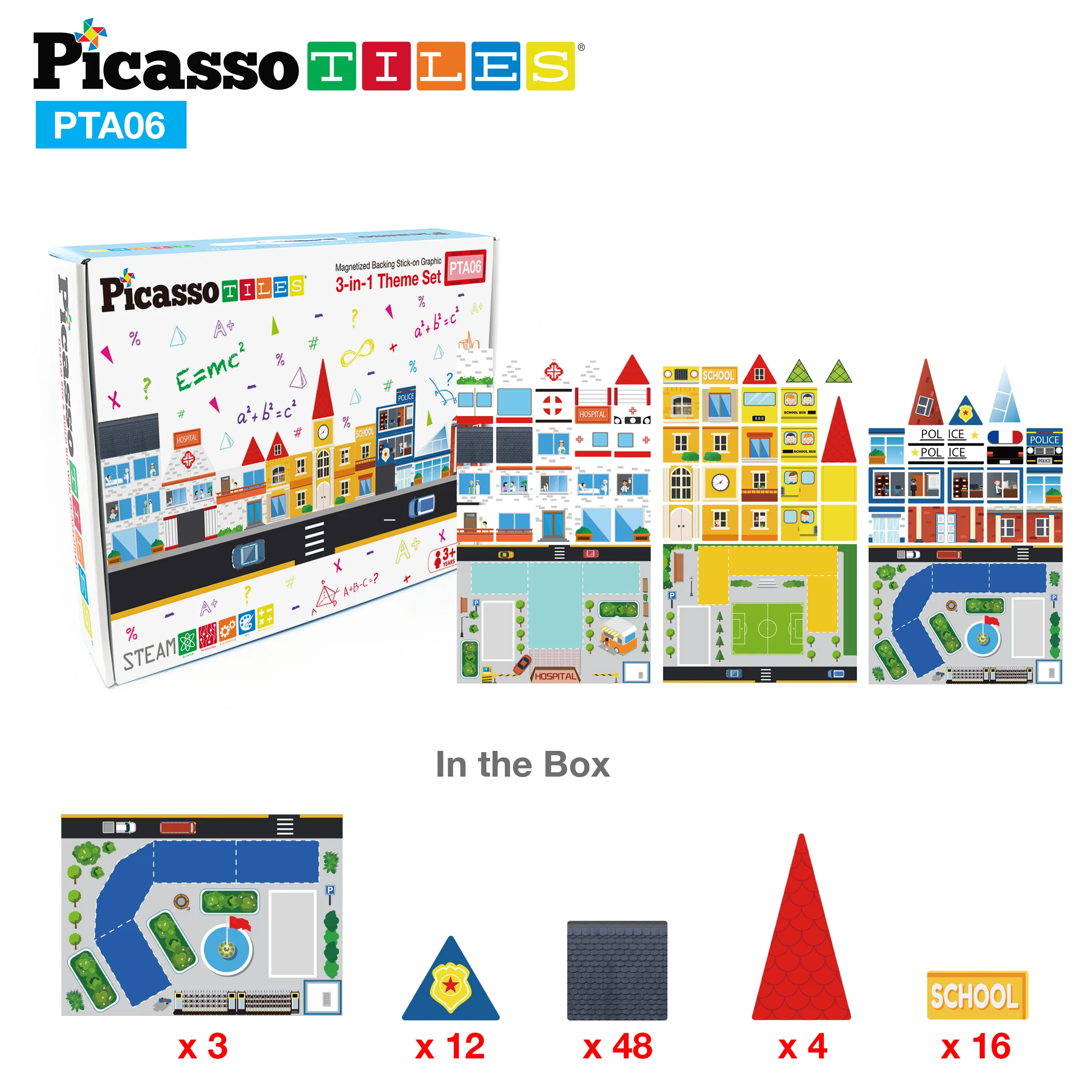 PicassoTiles Magnetic Tile Stick-On Graphics: 3in1 City Theme - Image 10