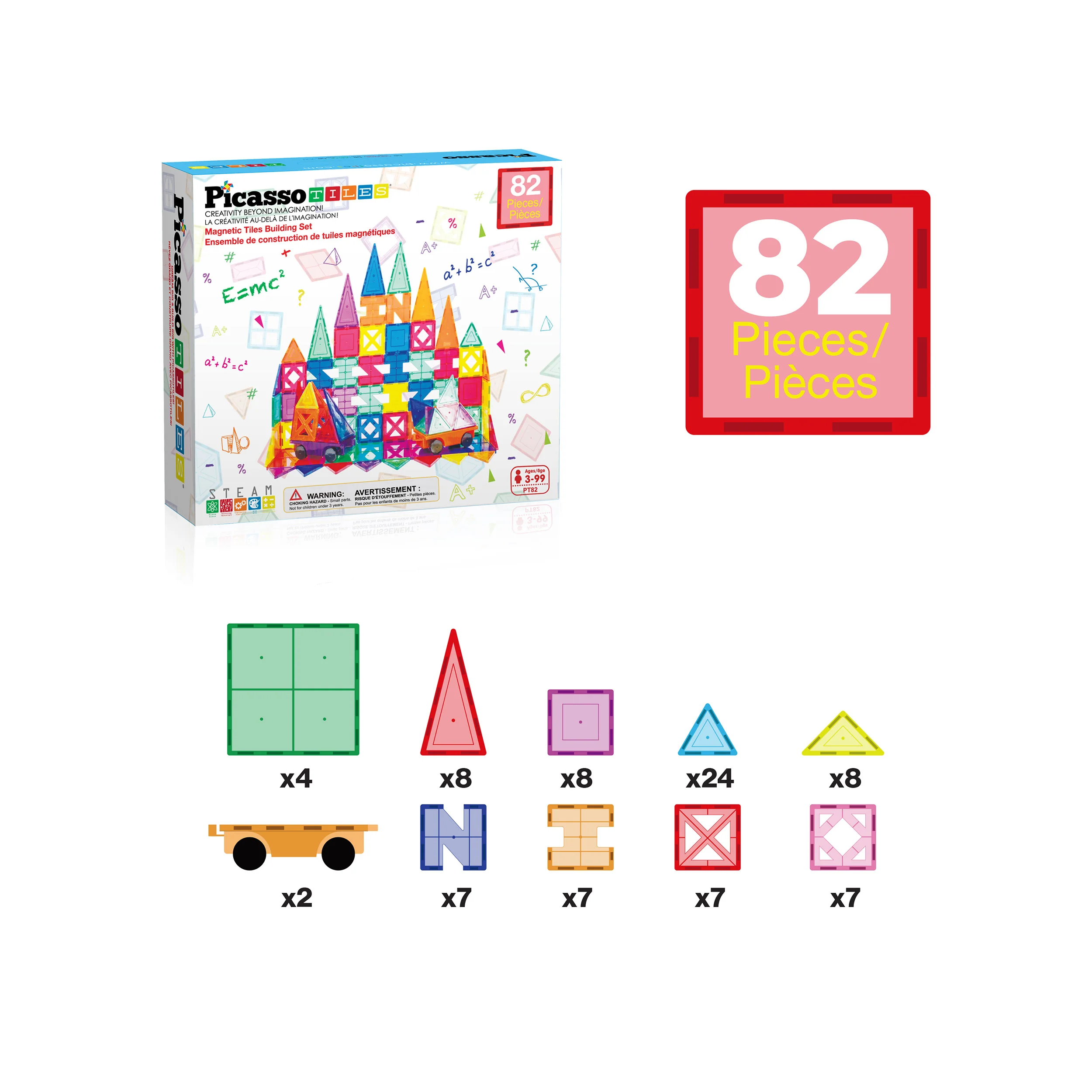 PicassoTiles Magnetic Tile Creativity Builder Set (82 Pieces) - Image 3