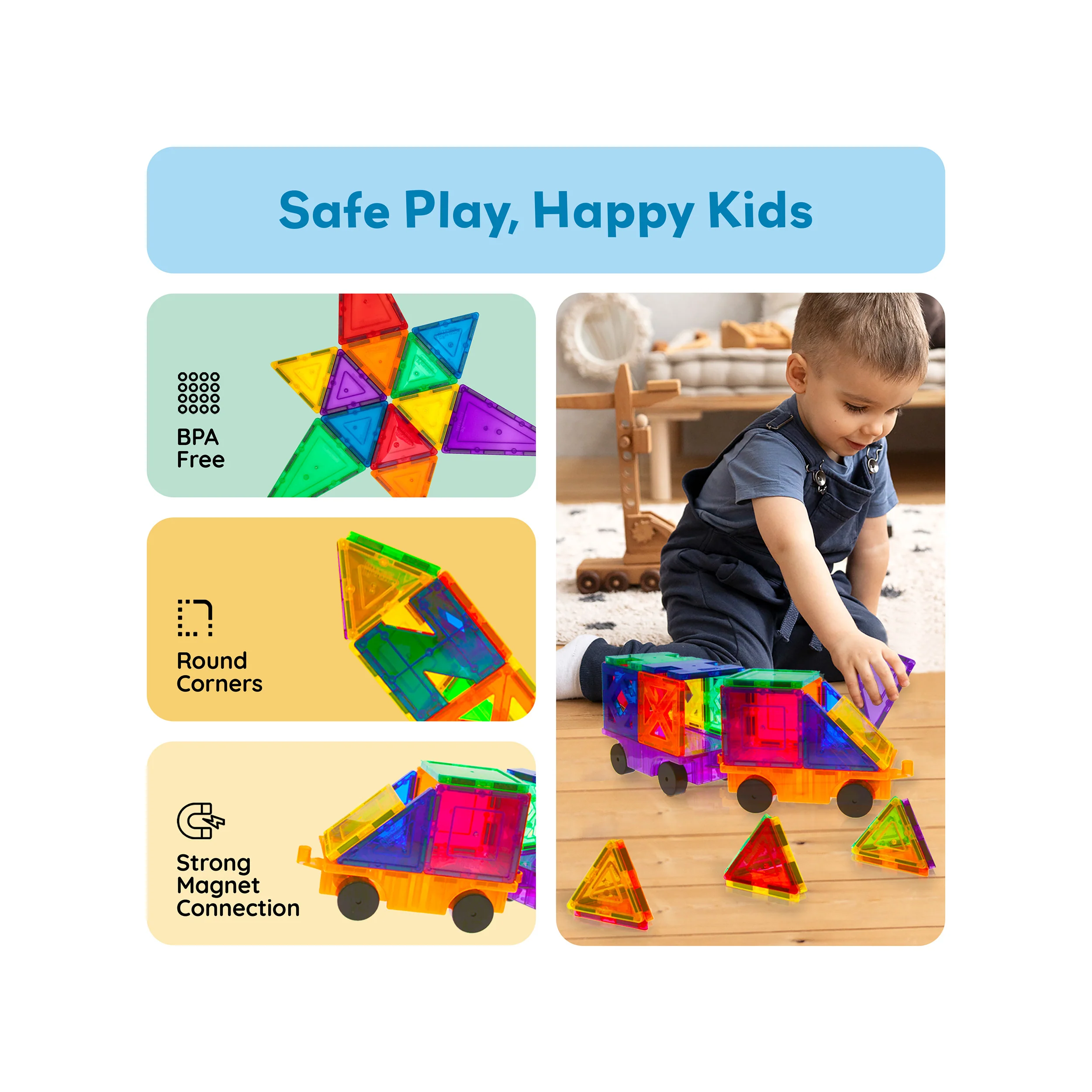 PicassoTiles Magnetic Tile Creativity Builder Set (82 Pieces) - Image 6