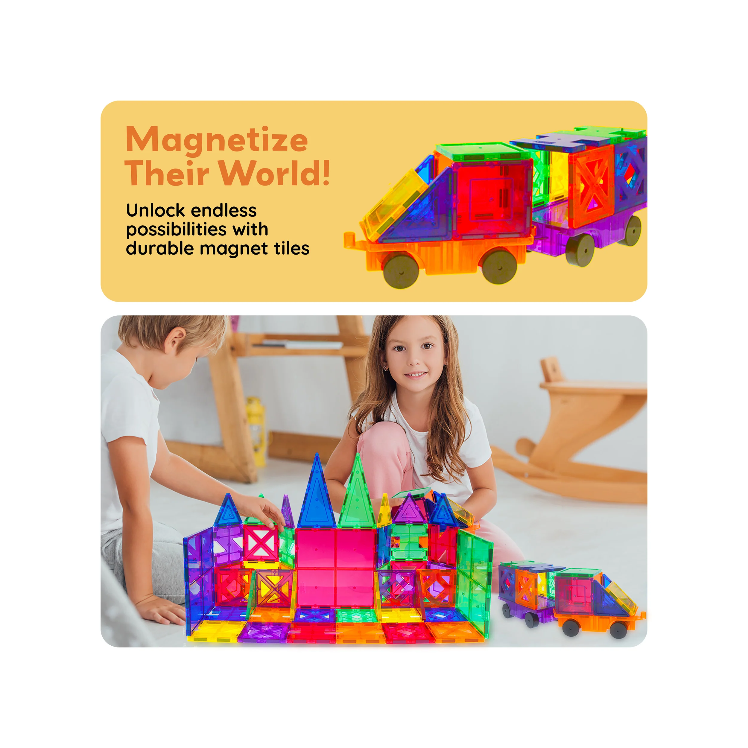 PicassoTiles Magnetic Tile Creativity Builder Set (82 Pieces) - Image 7