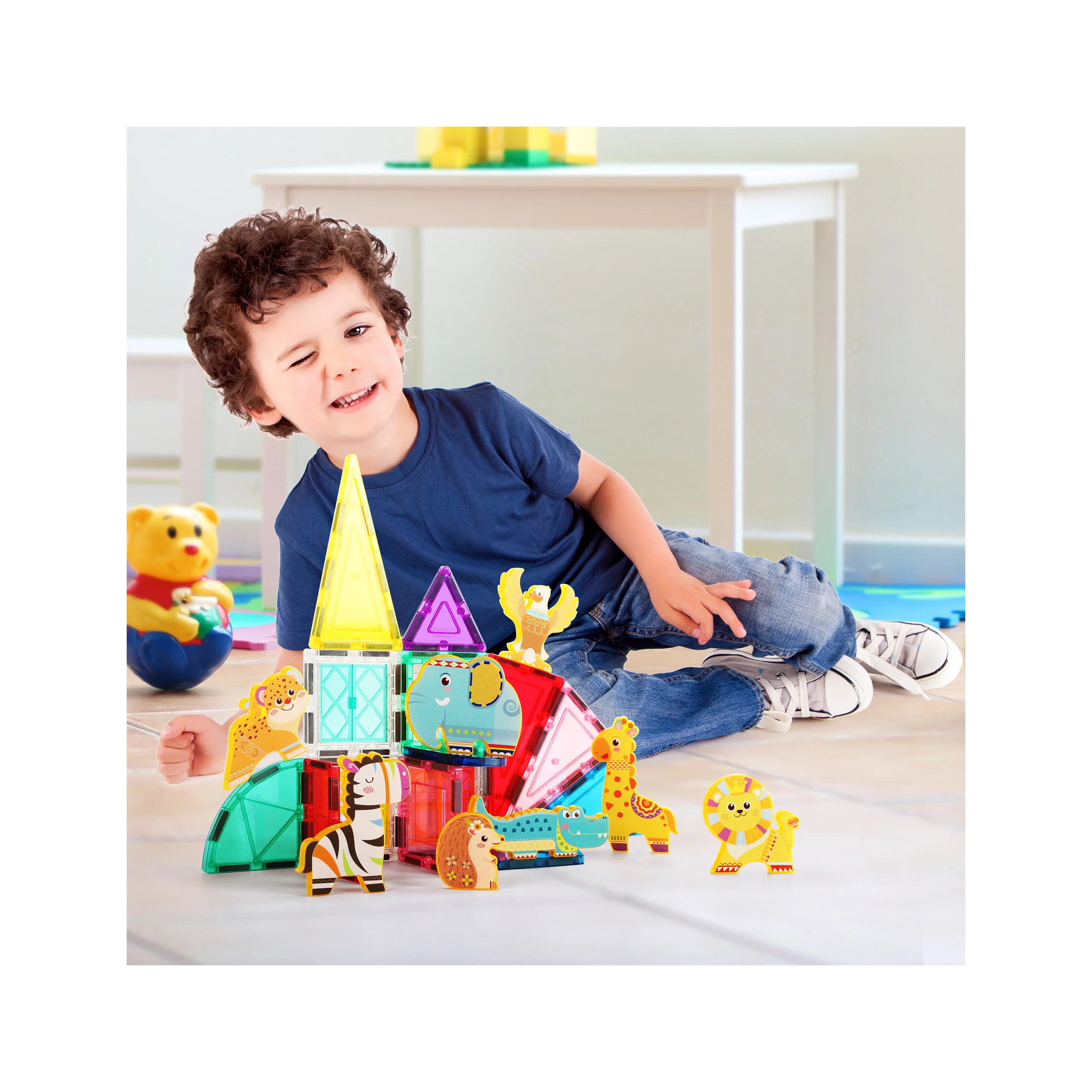 PicassoTiles Magnet Building Blocks 8 Safari Animal Action Figures - Image 2