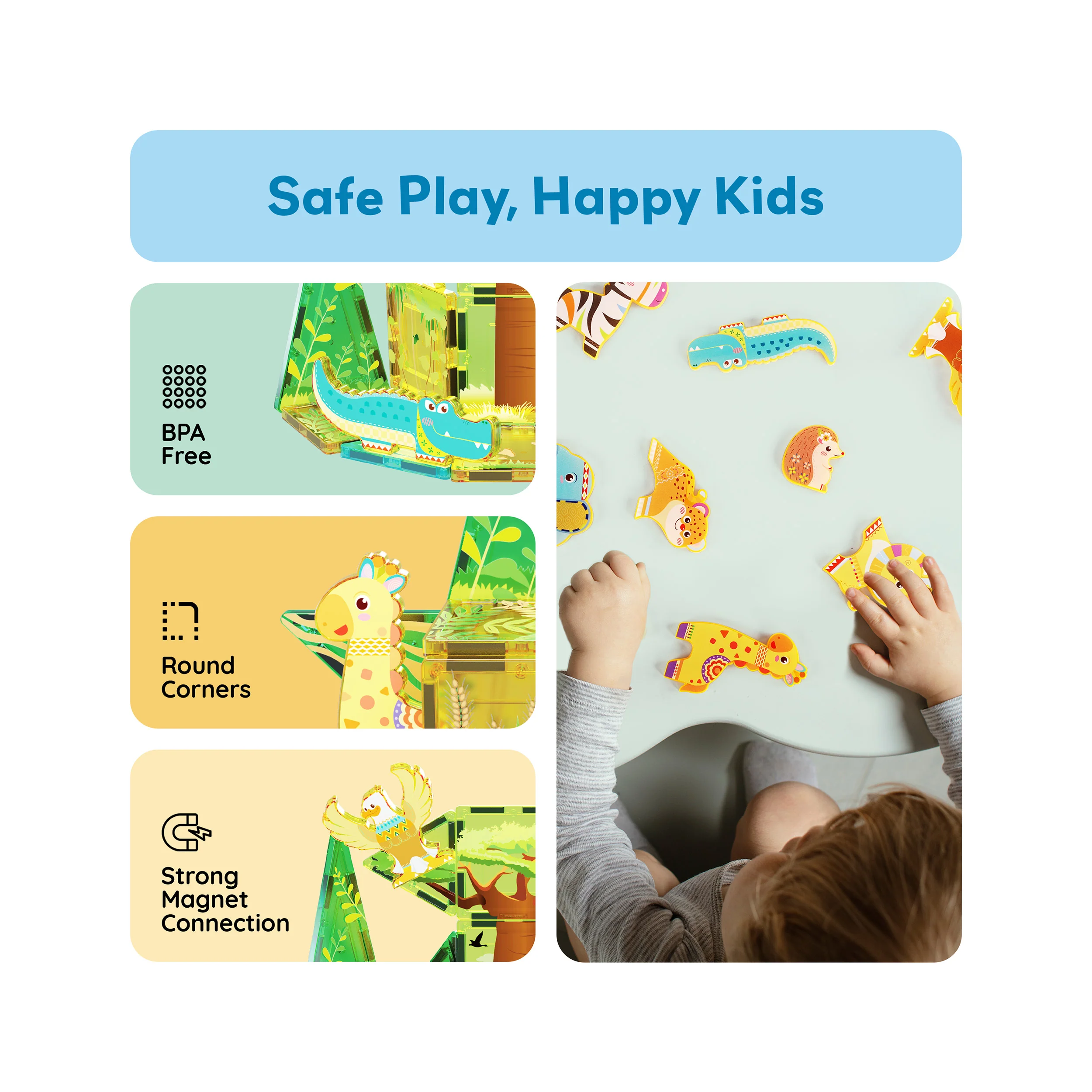 PicassoTiles Magnet Building Blocks 8 Safari Animal Action Figures - Image 6