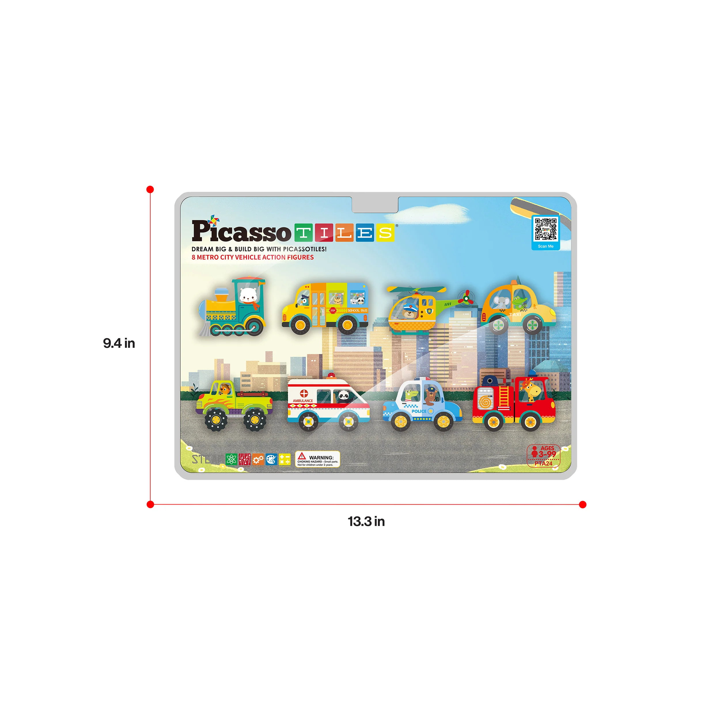 PicassoTiles Magnet Building Blocks Metro City 8 Vehicle Action Figures - Image 9