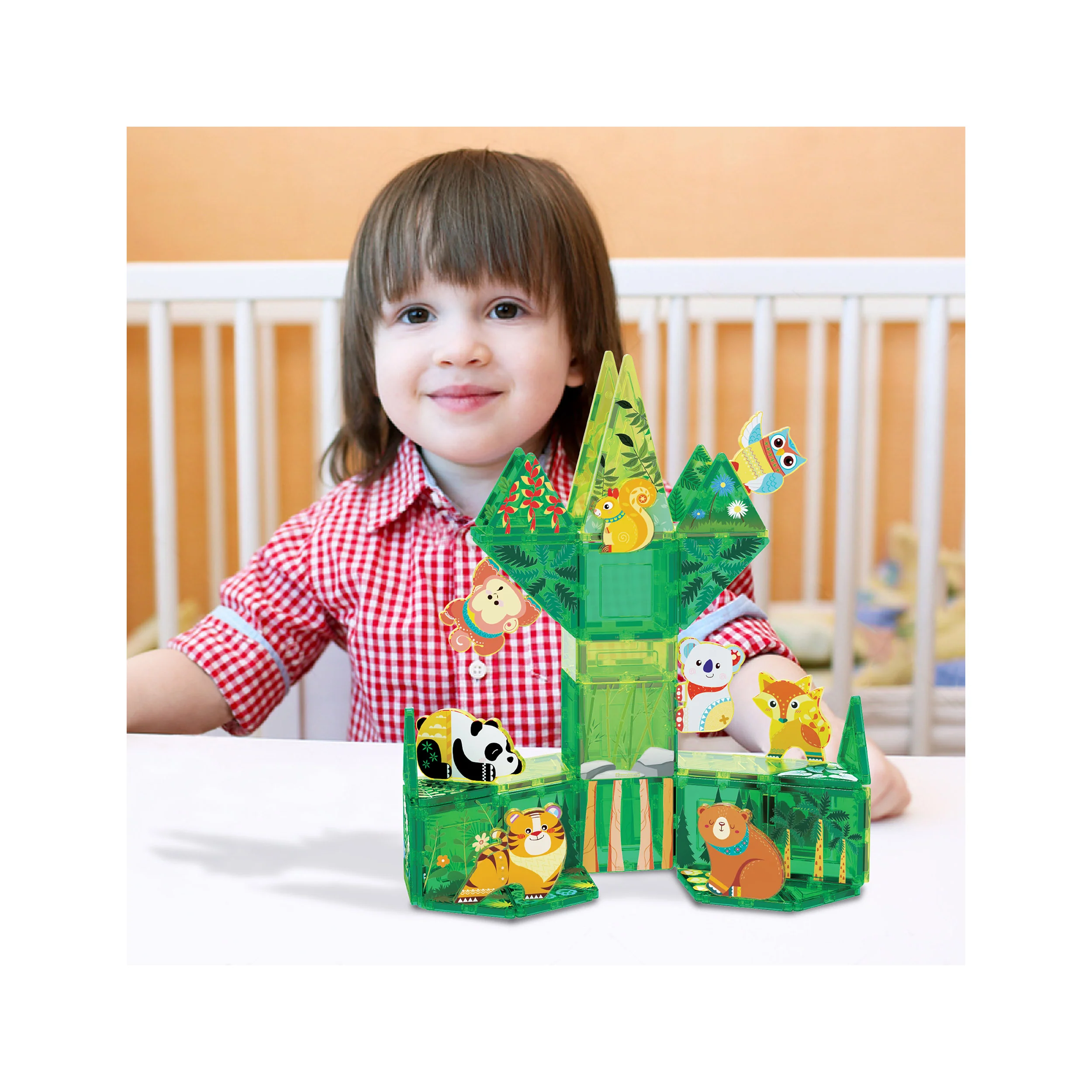 PicassoTiles Magnet Tile Building Blocks 8 Forest Animal Action Figures - Image 2
