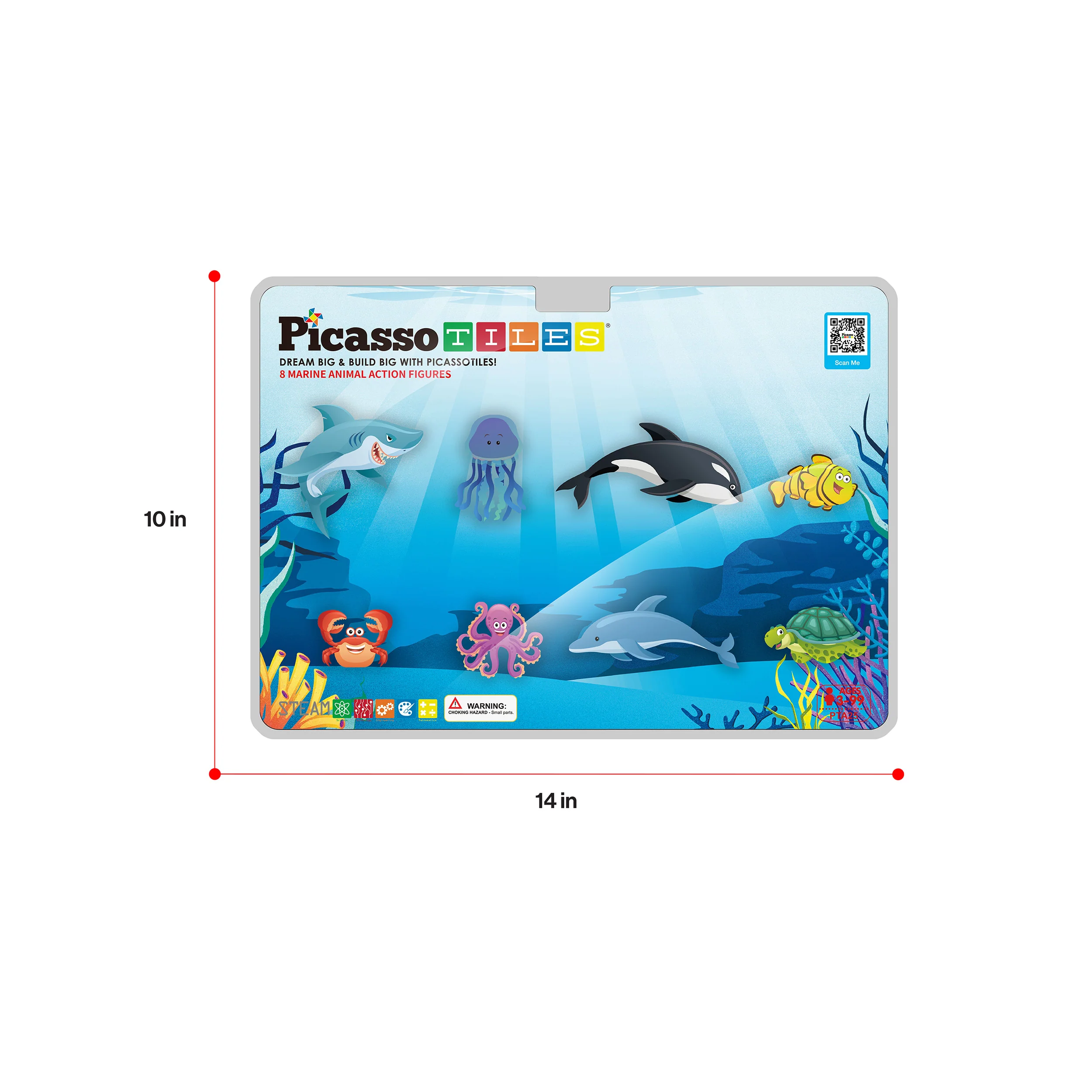 PicassoTiles Magnet Tile Building Blocks 8 Marine Animal Action Figures - Image 9