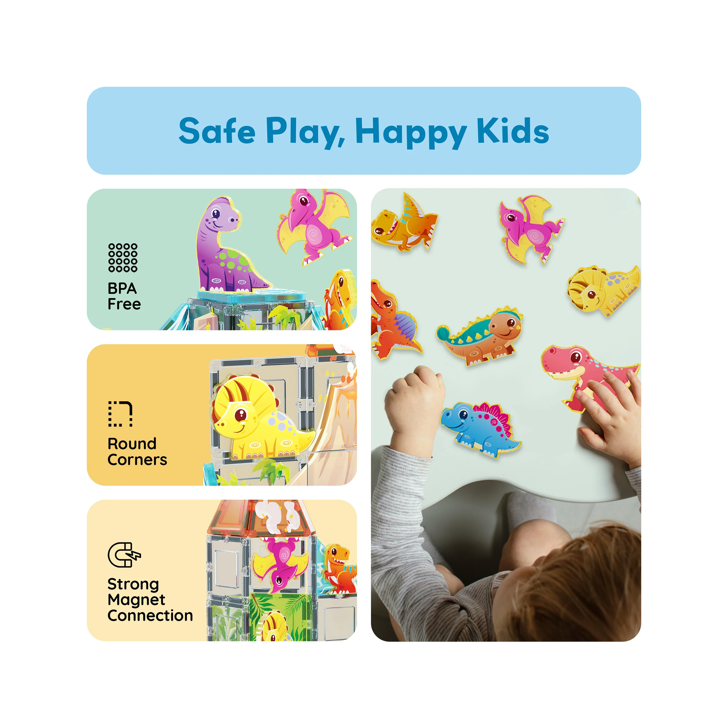 PicassoTiles Magnet Tiles Building Blocks 8 Dinosaur  Action Figures - Image 6
