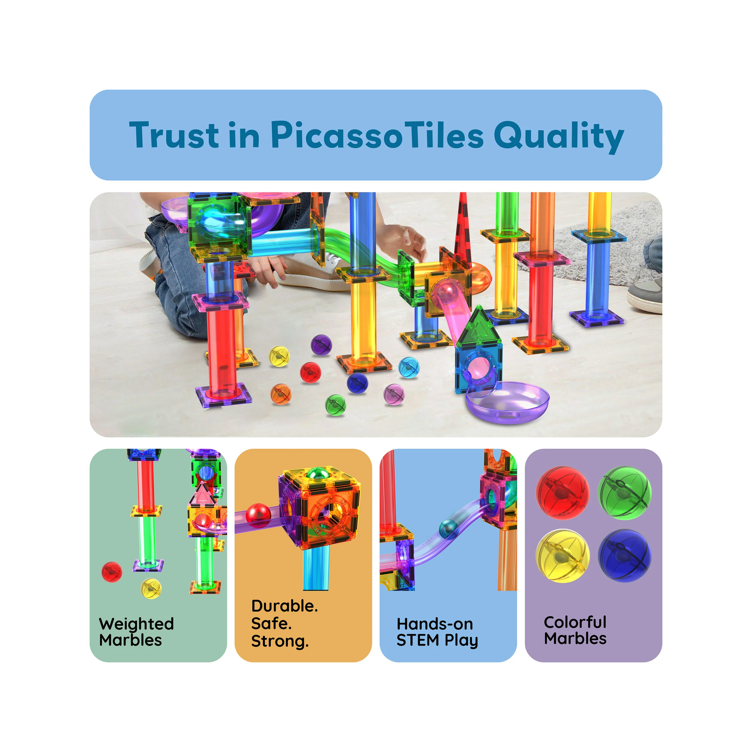 PicassoTiles Marbles for Marble Run Replacement Set (8 Pieces) - Image 8