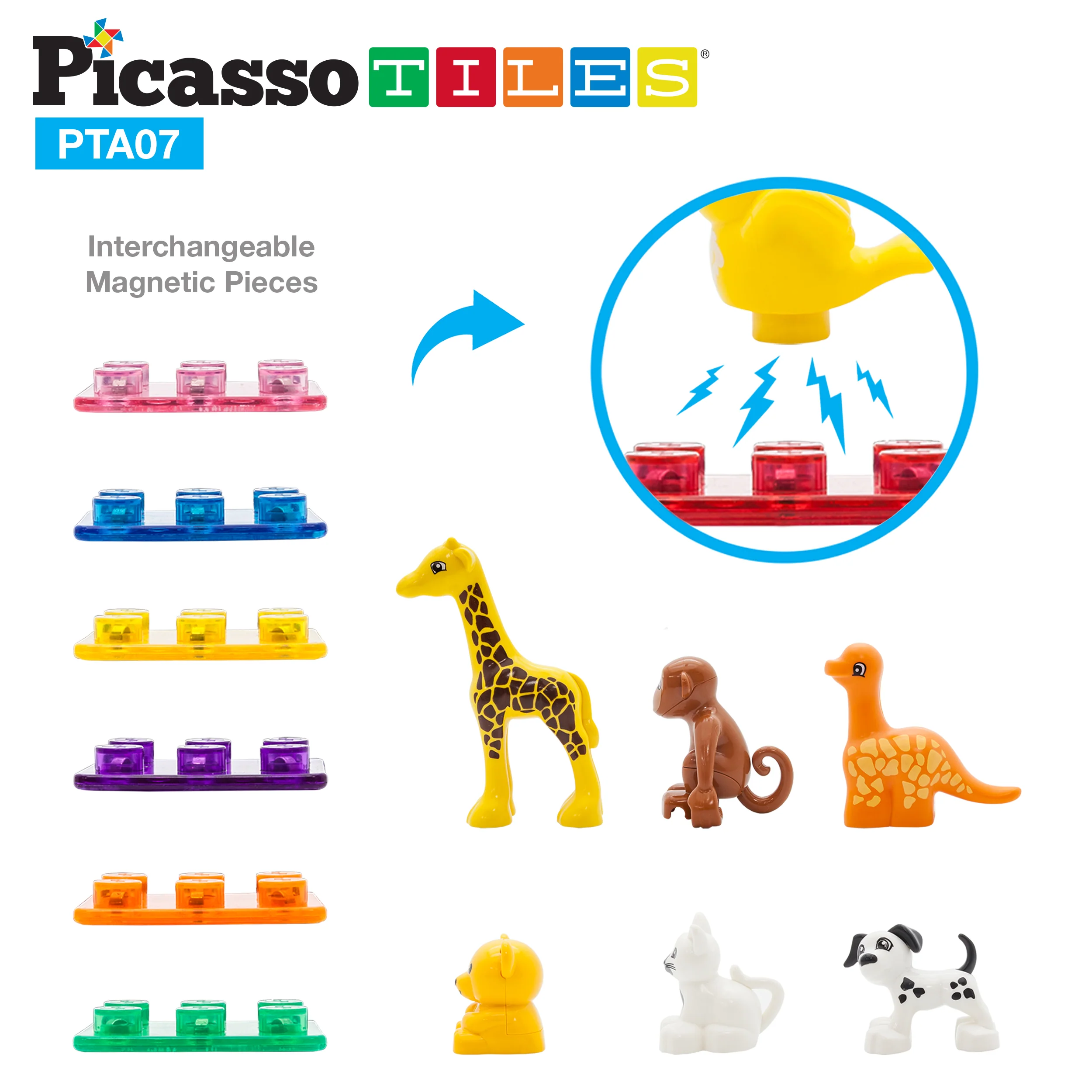 PicassoTiles Animal Character Magnetic Tile Toy Set - Image 6