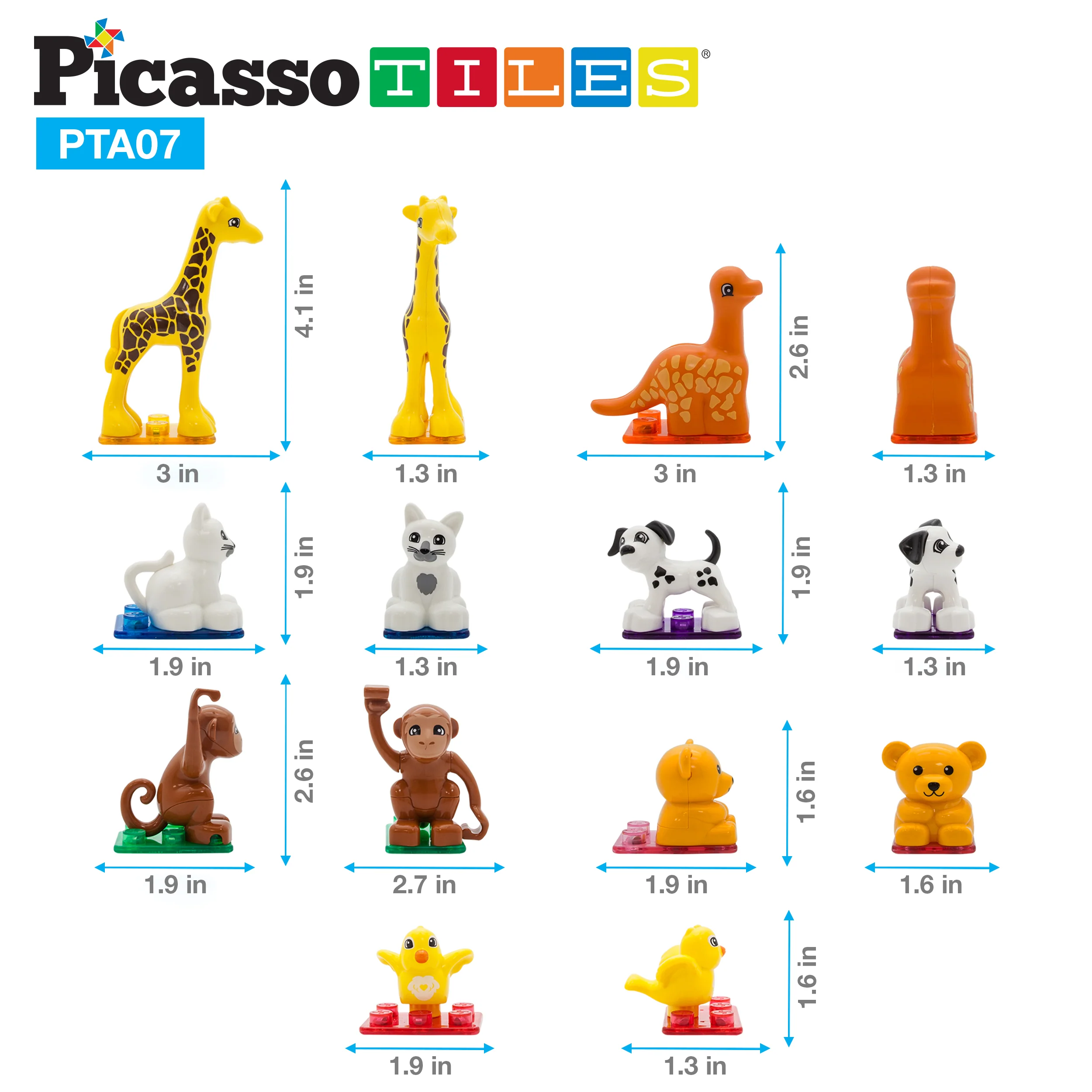 PicassoTiles Animal Character Magnetic Tile Toy Set - Image 7