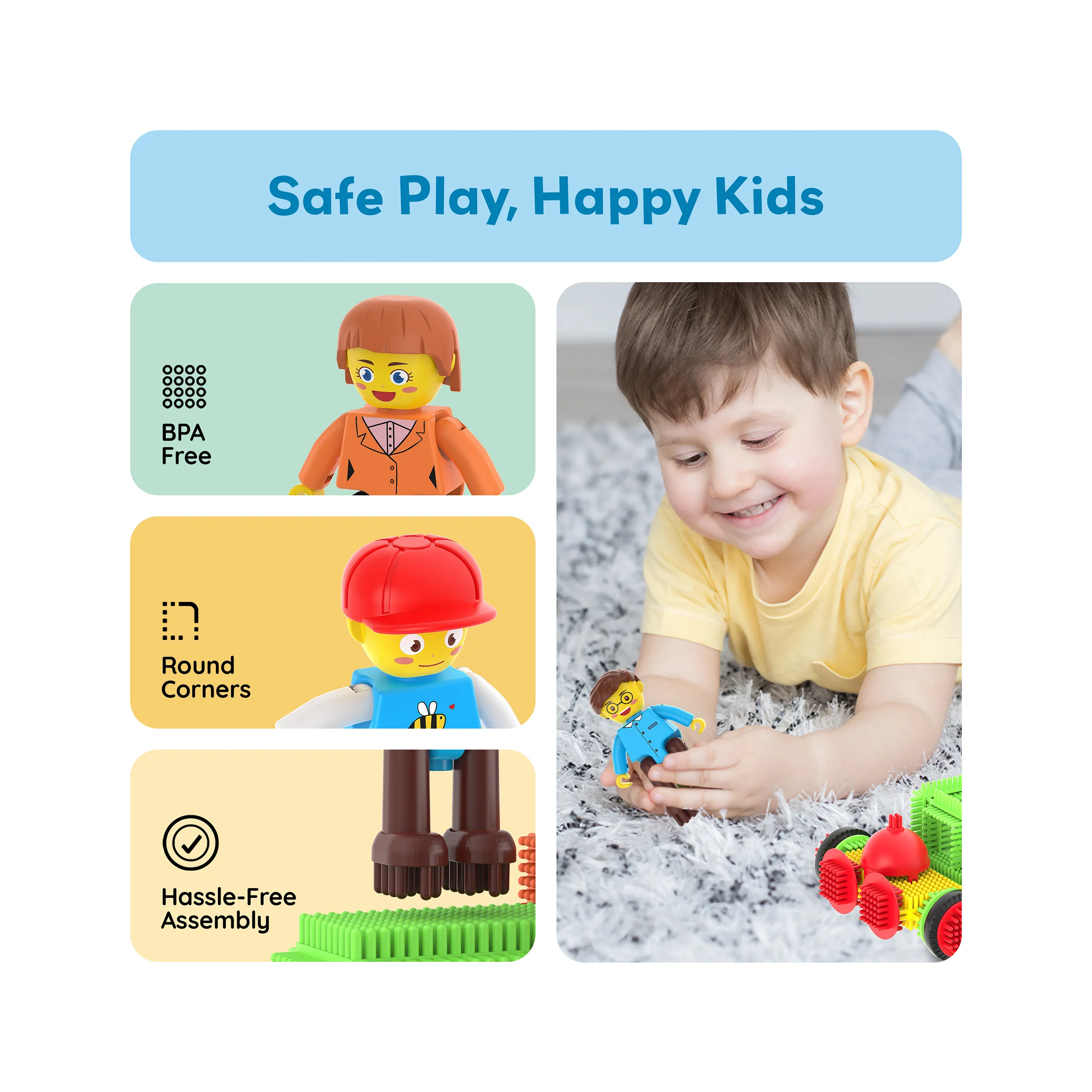 PicassoTiles BrickLock 4 Piece Family Character People Figure Building Set - Image 6