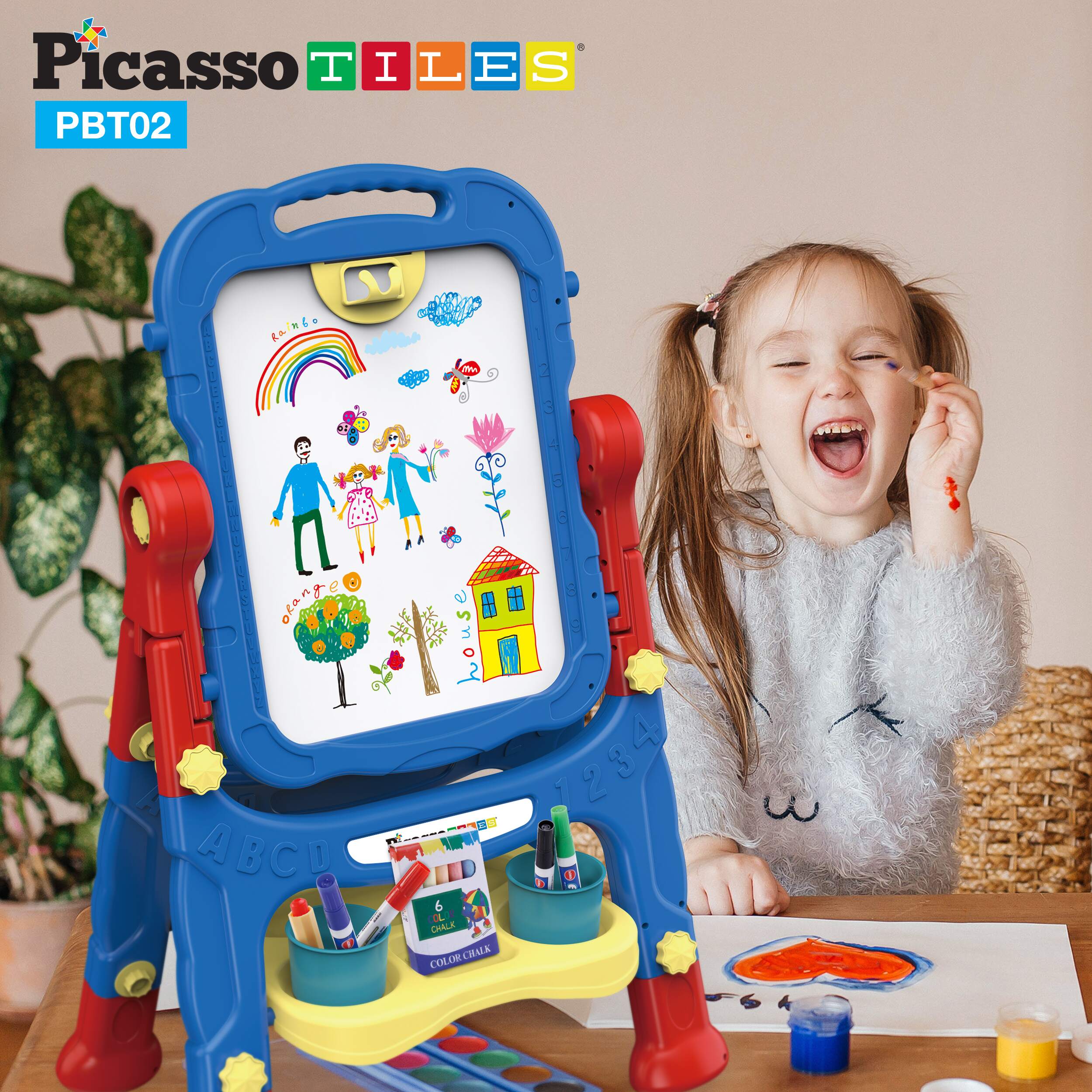 PicassoTiles 2-in-1 Easel Art Drawing Board with Accessories - Image 3