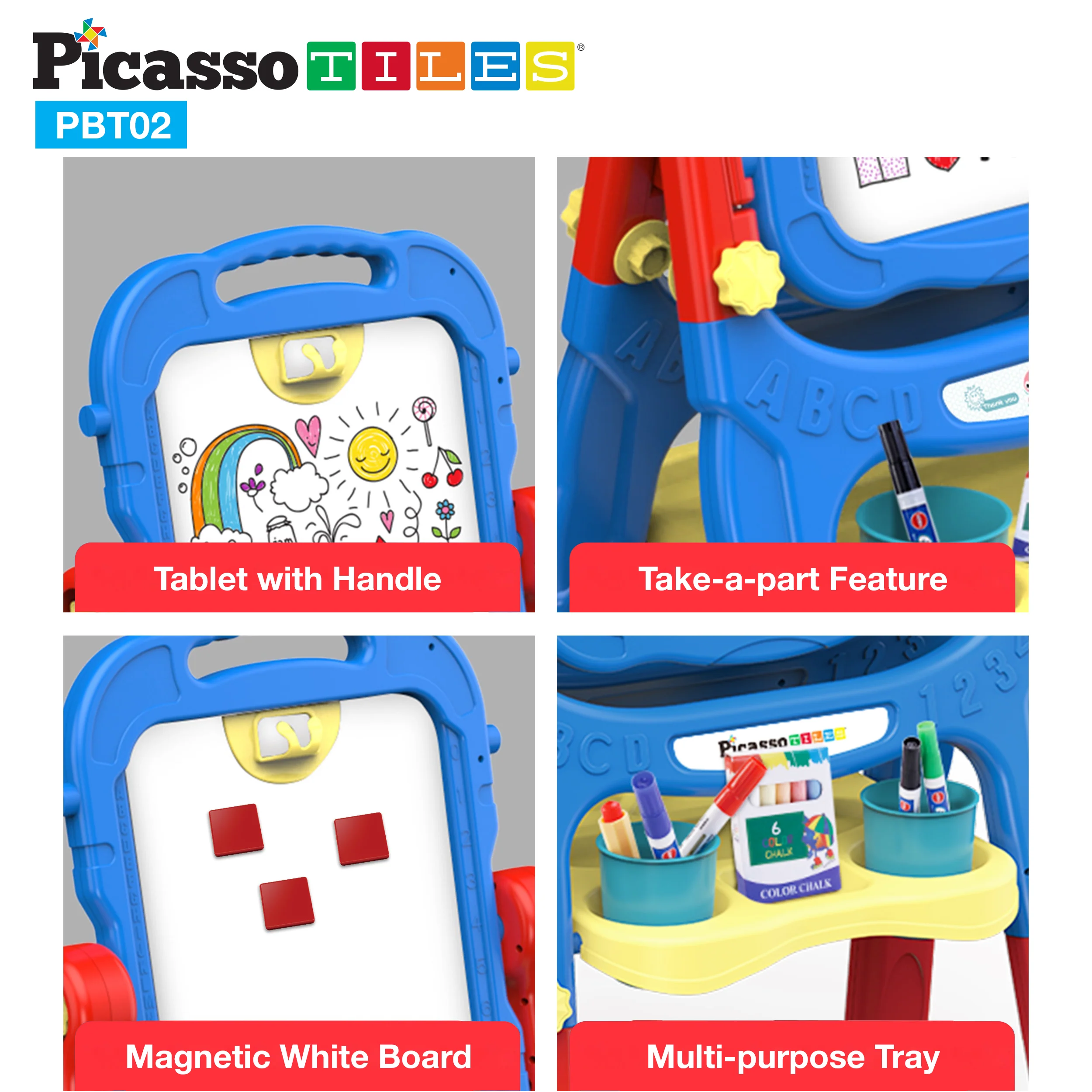 PicassoTiles 2-in-1 Easel Art Drawing Board with Accessories - Image 6