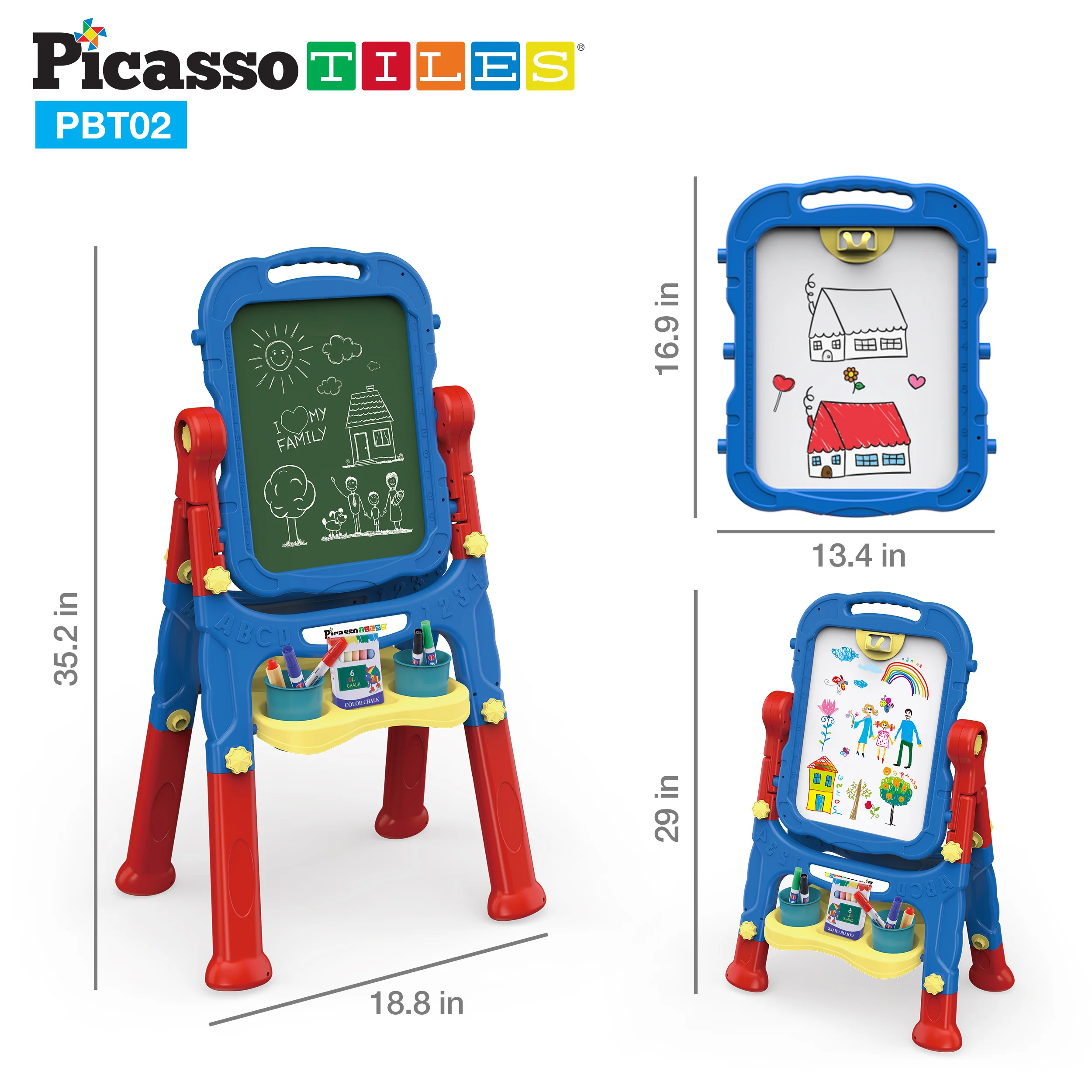 PicassoTiles 2-in-1 Easel Art Drawing Board with Accessories - Image 7