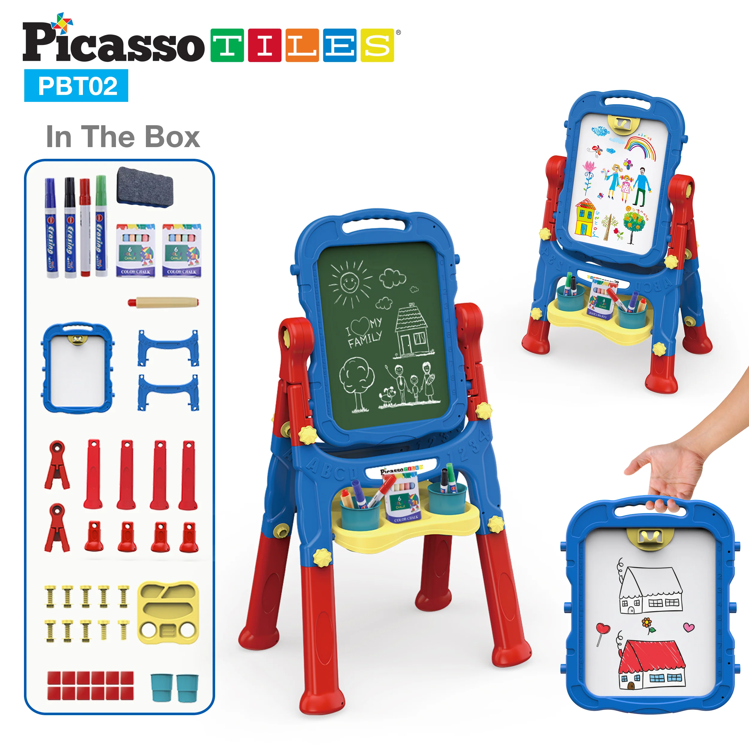 PicassoTiles 2-in-1 Easel Art Drawing Board with Accessories - Image 8