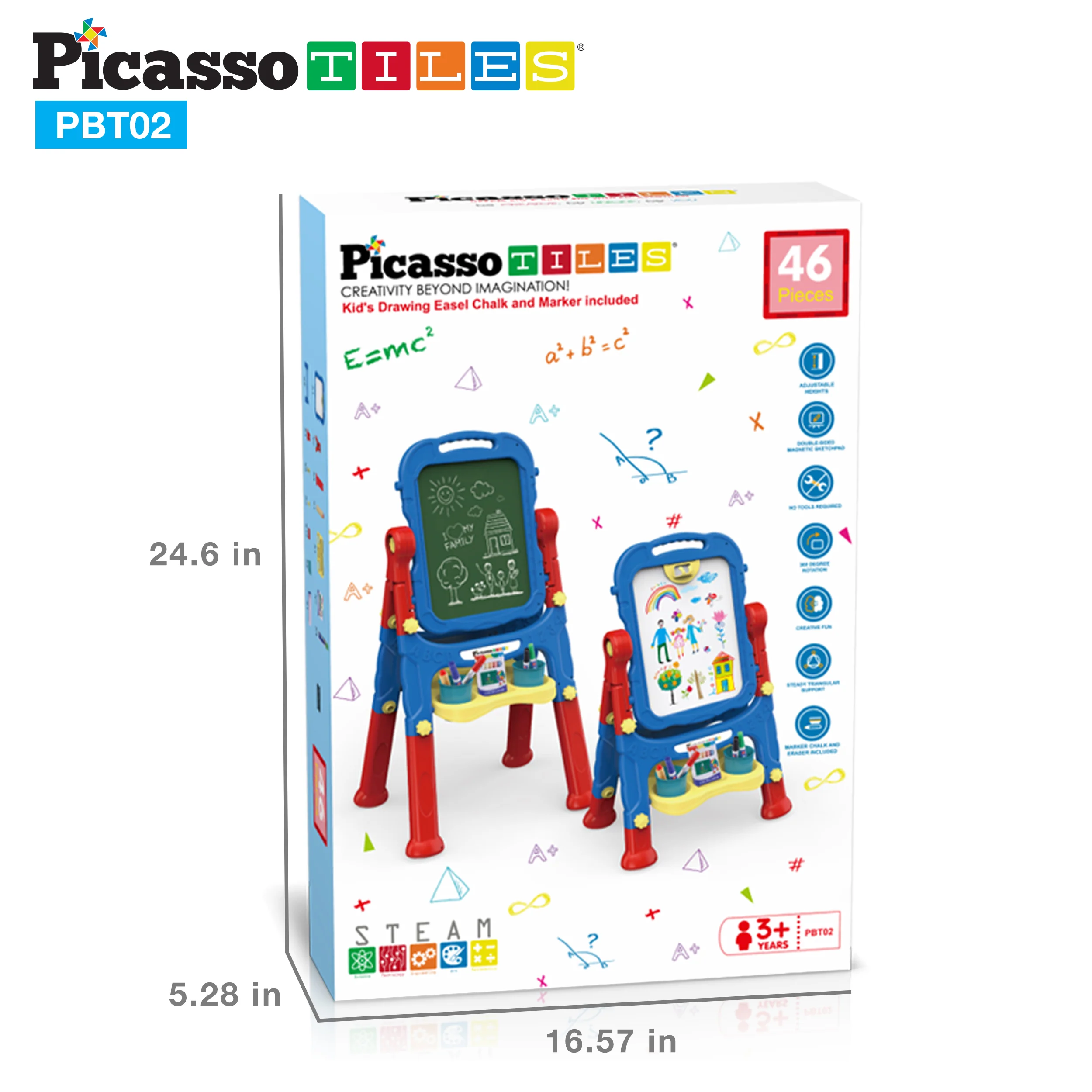 PicassoTiles 2-in-1 Easel Art Drawing Board with Accessories - Image 9