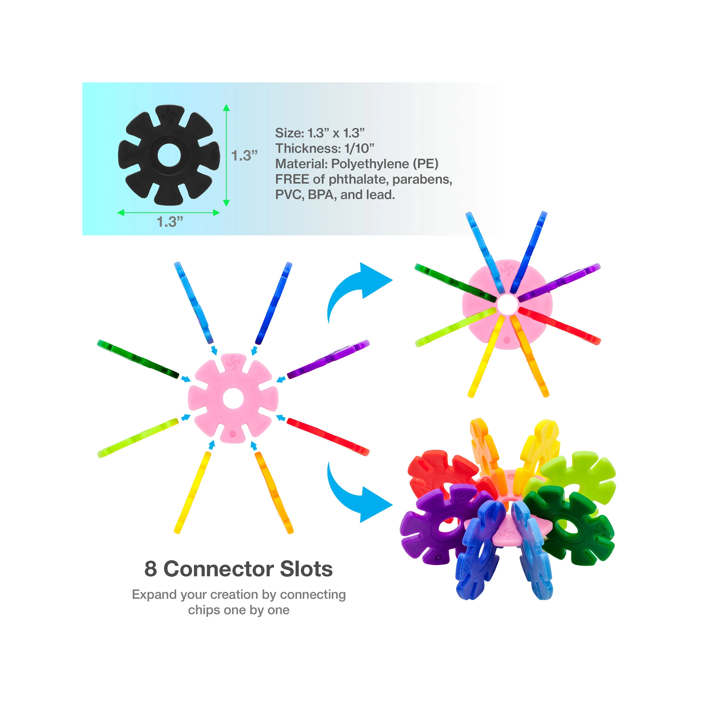 PicassoTiles Building Chip Interlocking Disc Construction Blocks in Color Black - Image 4
