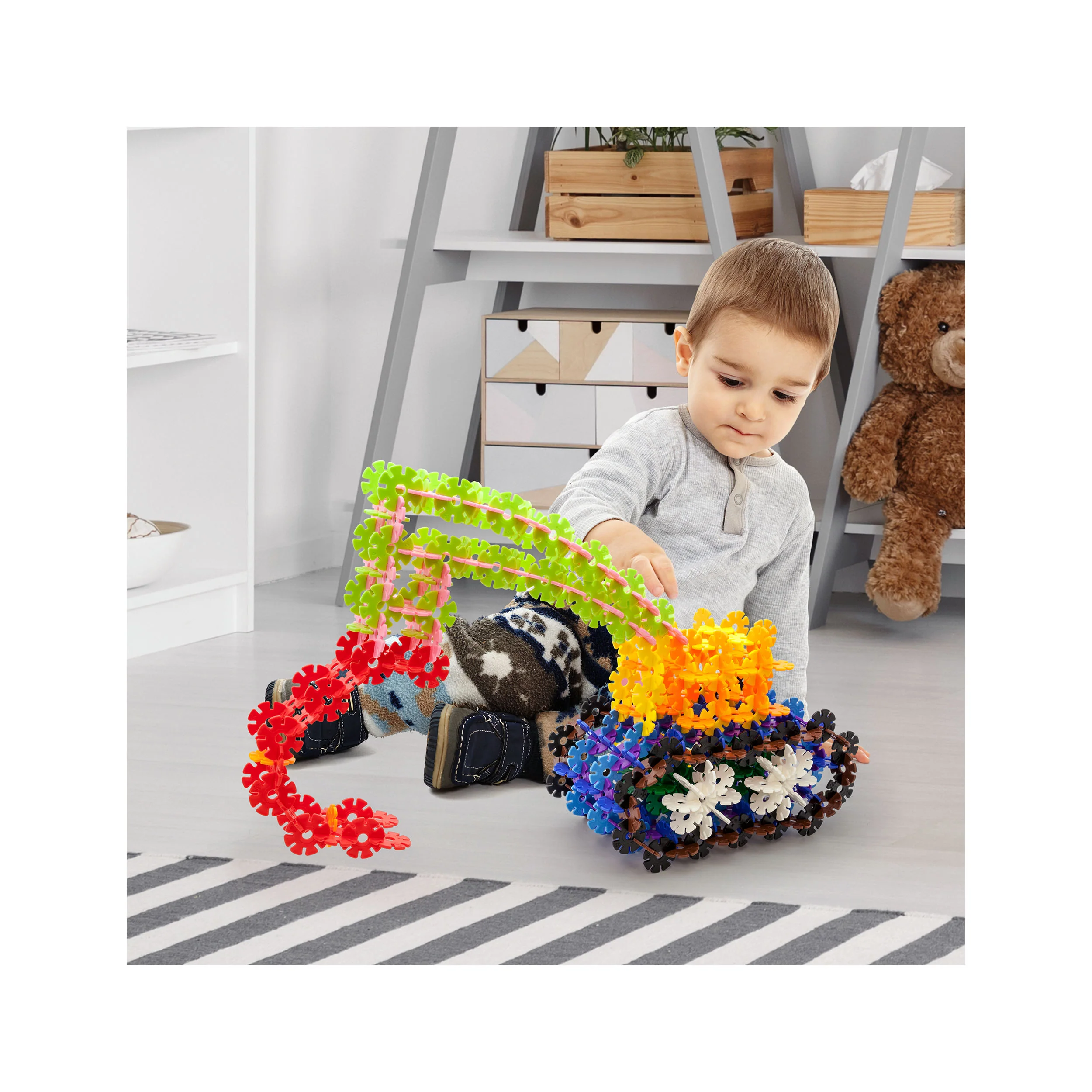 PicassoTiles Building Chip Interlocking Disc Construction Blocks in Color Blue - Image 2