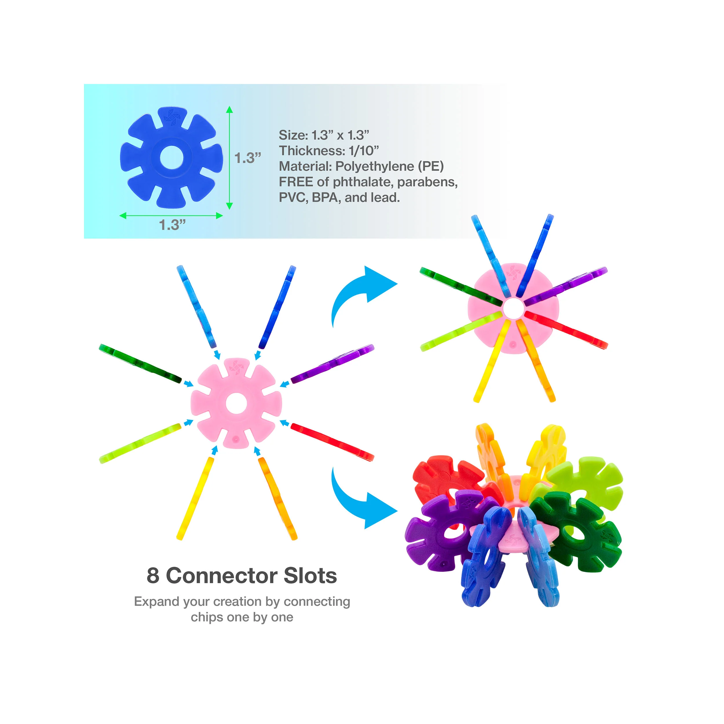 PicassoTiles Building Chip Interlocking Disc Construction Blocks in Color Blue - Image 4