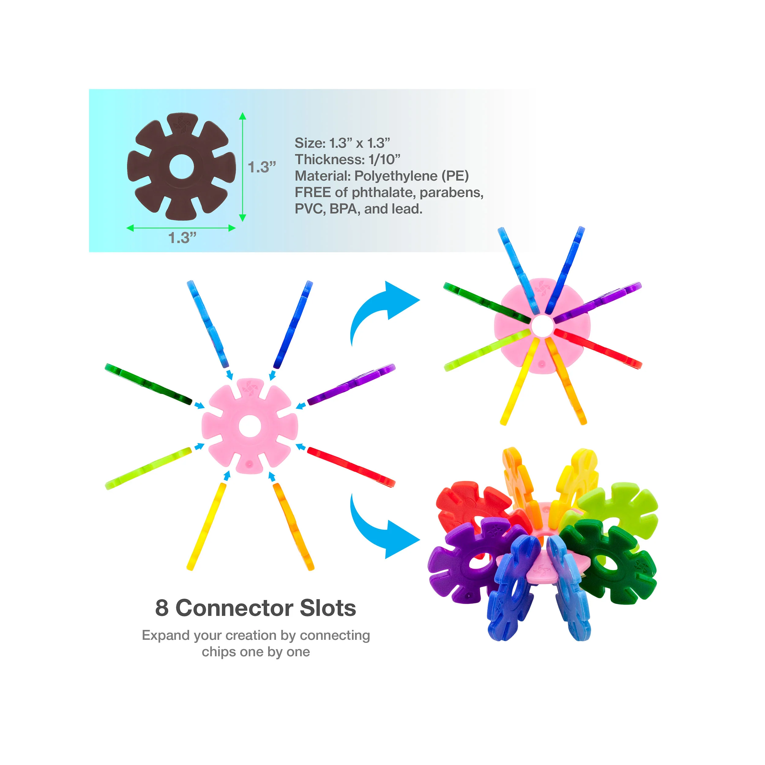 PicassoTiles Building Chip Interlocking Disc Construction Blocks in Color Brown - Image 4