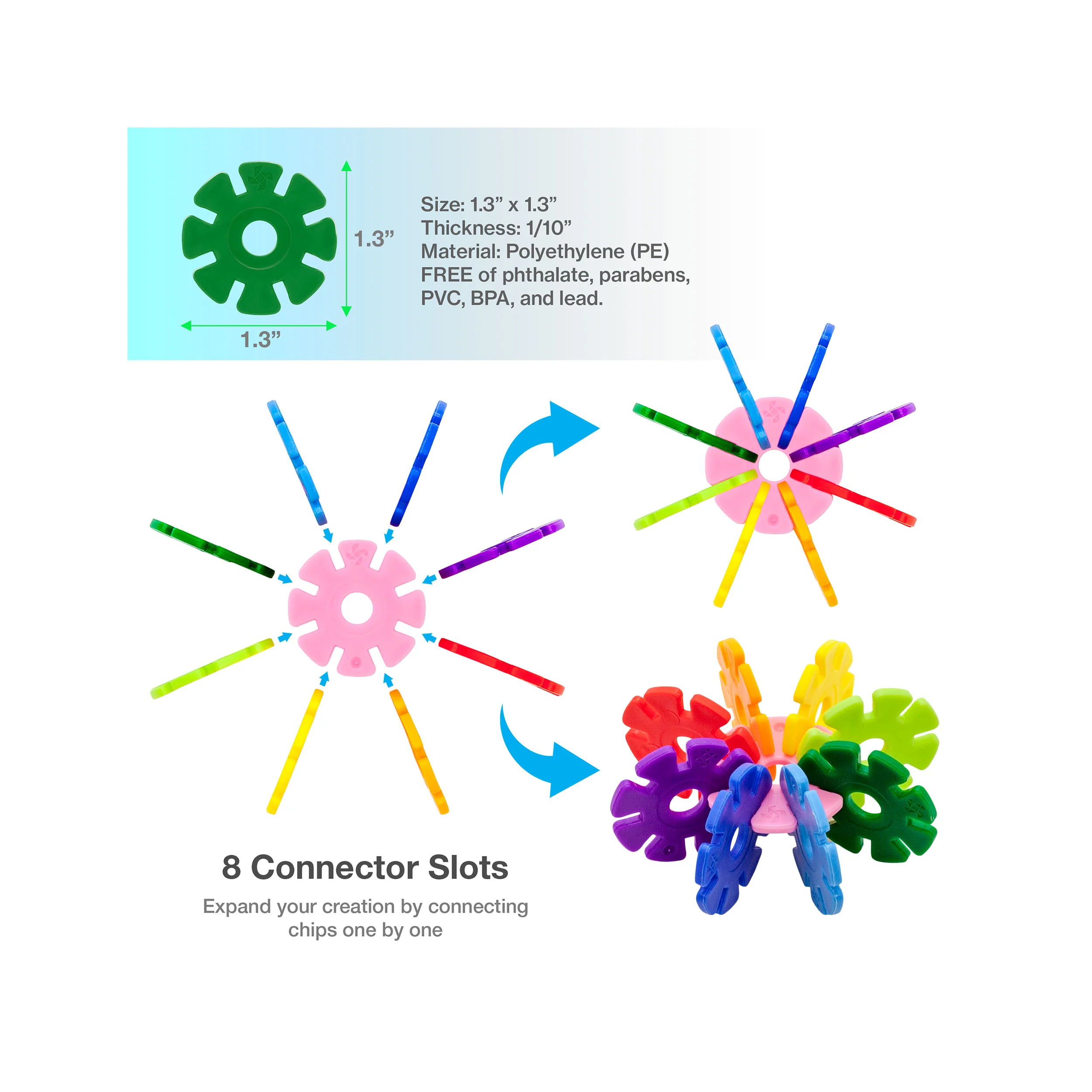 PicassoTiles Building Chip Interlocking Disc Construction Blocks in Color Green - Image 4
