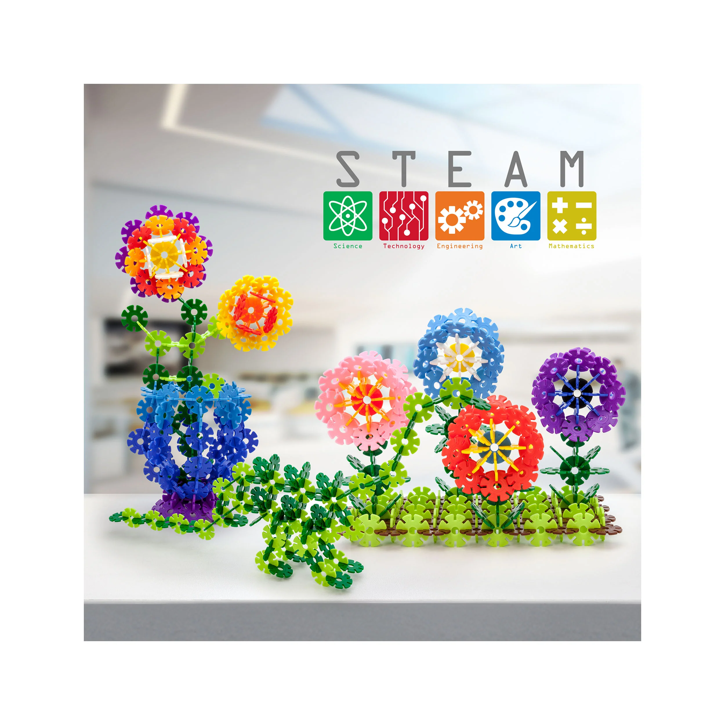 PicassoTiles Building Chip Interlocking Disc Construction Blocks in Color Light Blue - Image 3