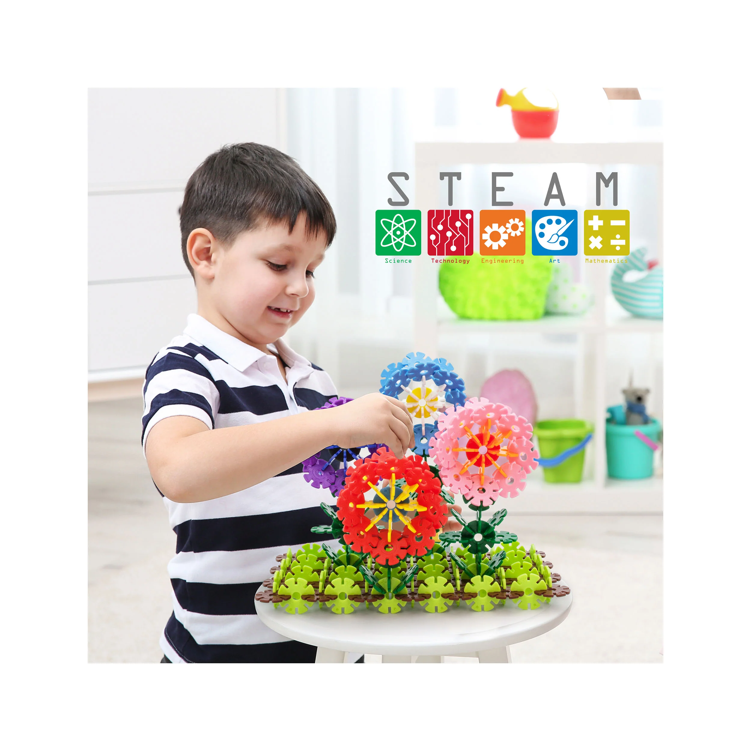 PicassoTiles Building Chip Interlocking Disc Construction Blocks in Color Light Green - Image 3