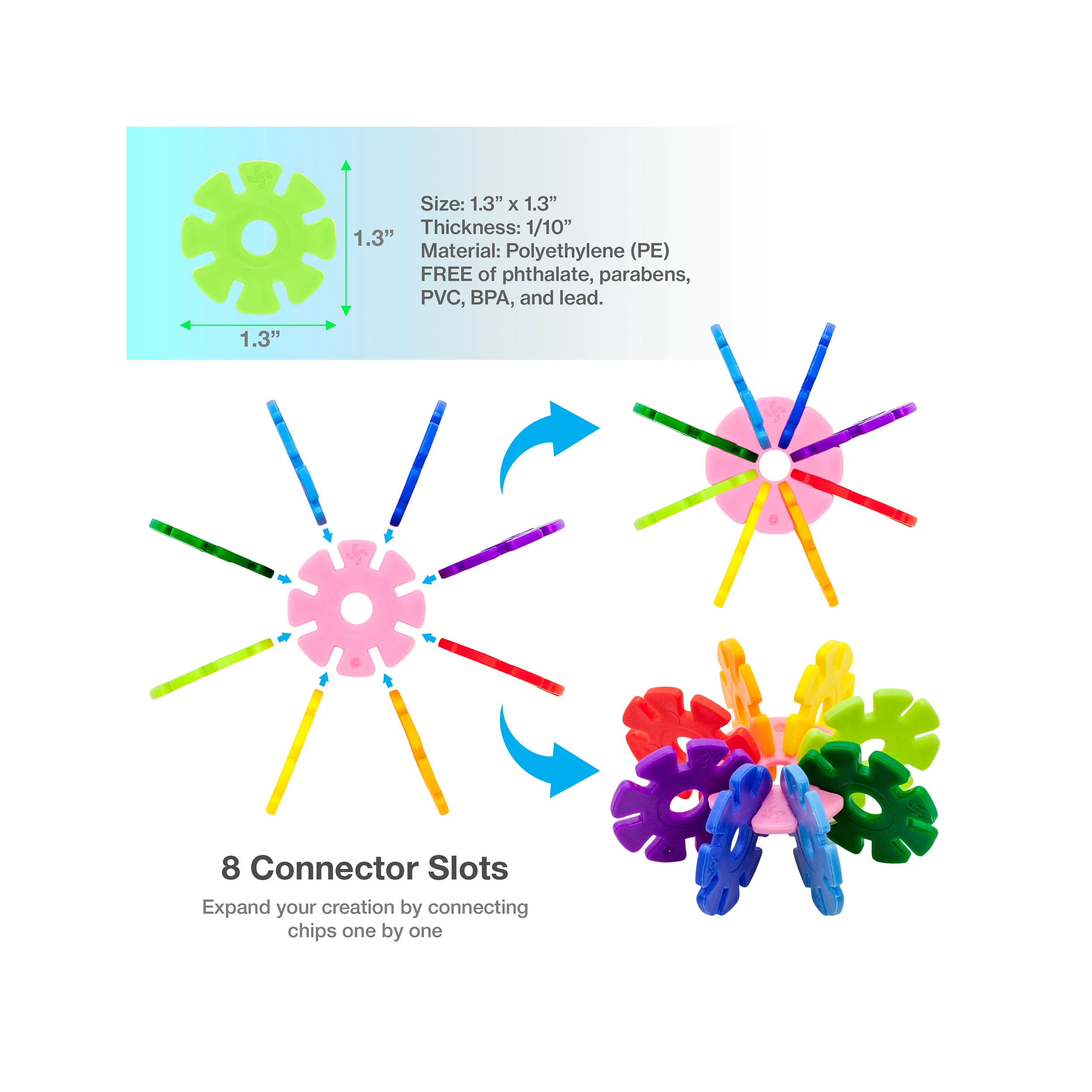 PicassoTiles Building Chip Interlocking Disc Construction Blocks in Color Light Green - Image 4