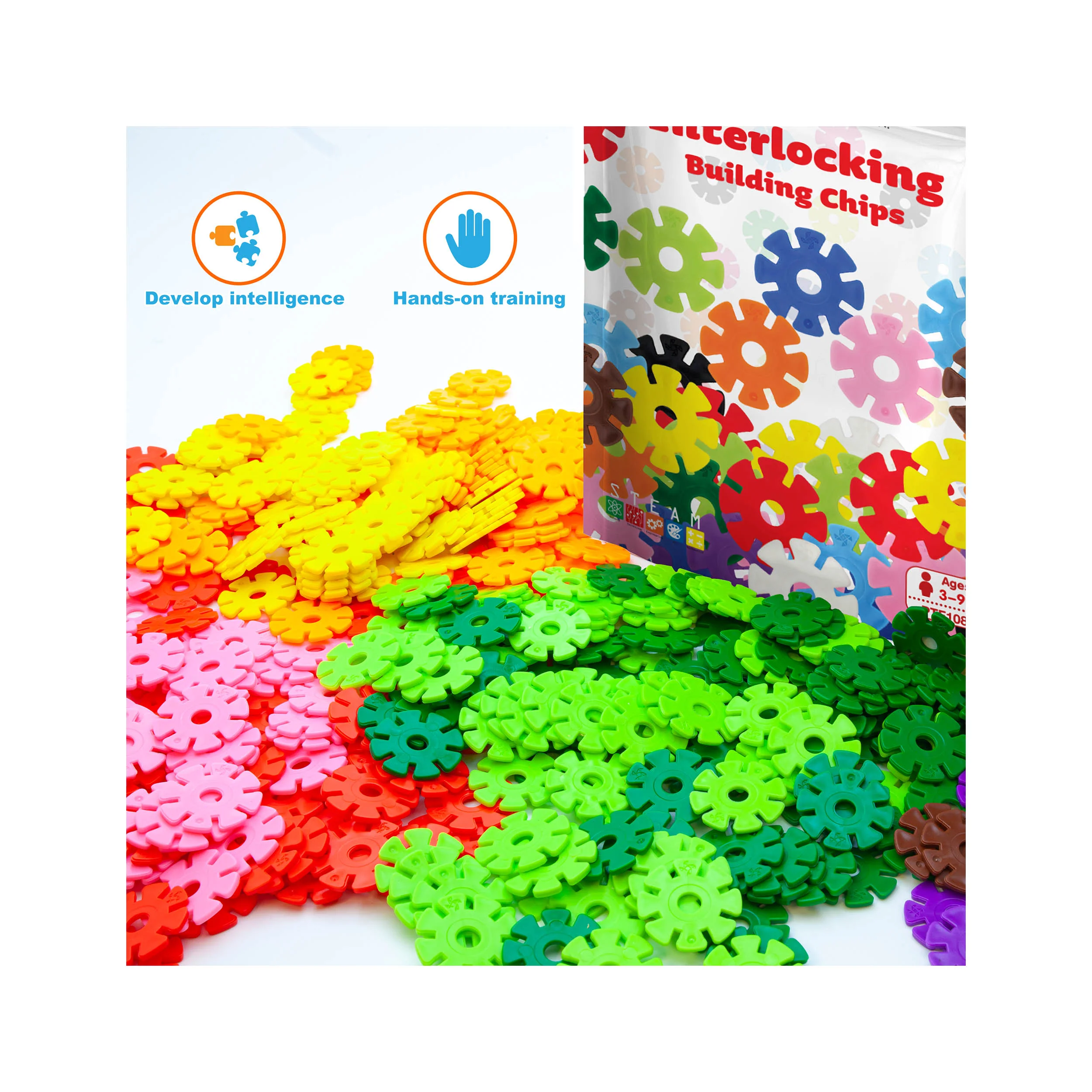 PicassoTiles Building Chip Interlocking Disc Construction Blocks in Color Orange - Image 5
