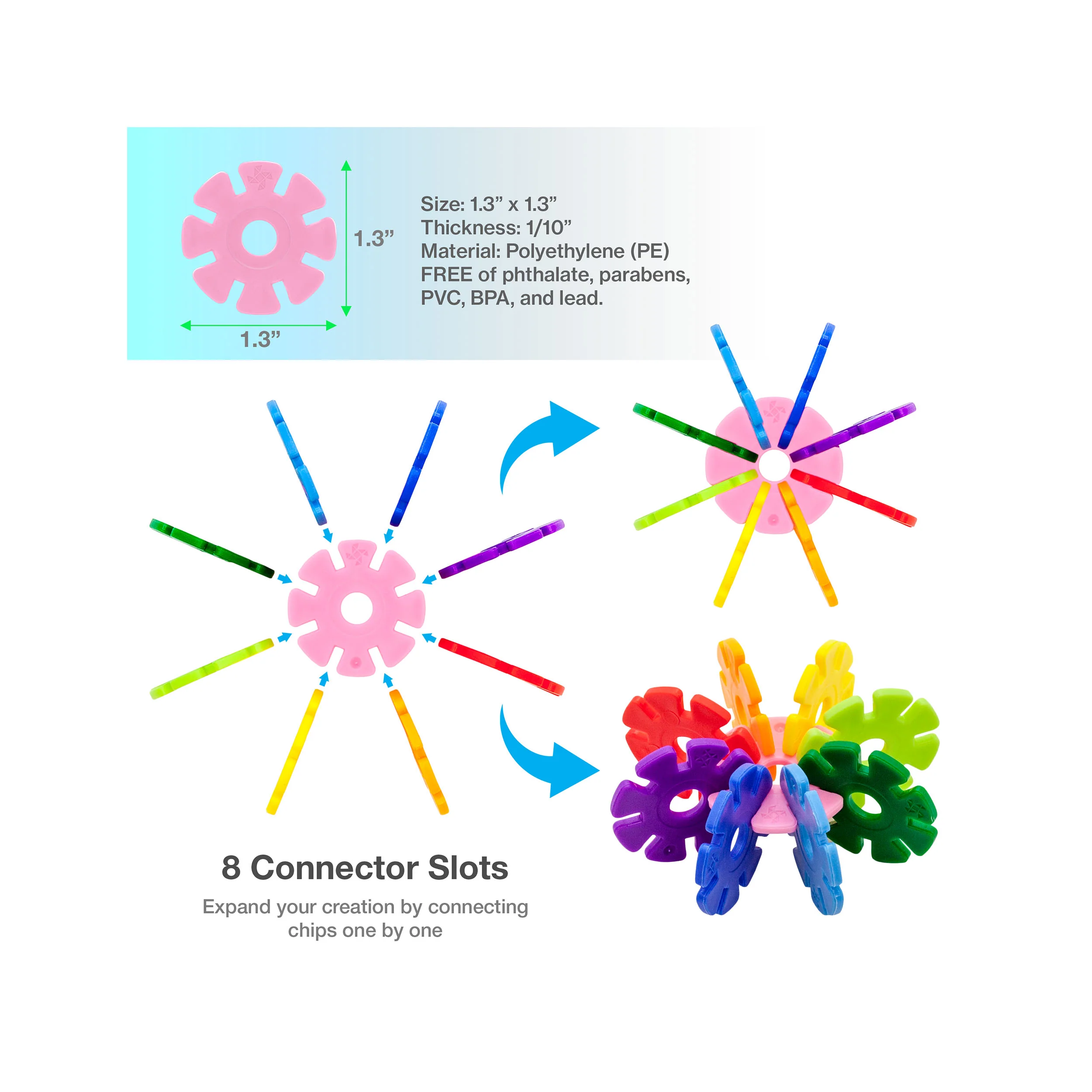 PicassoTiles Building Chip Interlocking Disc Construction Blocks in Color Pink - Image 4