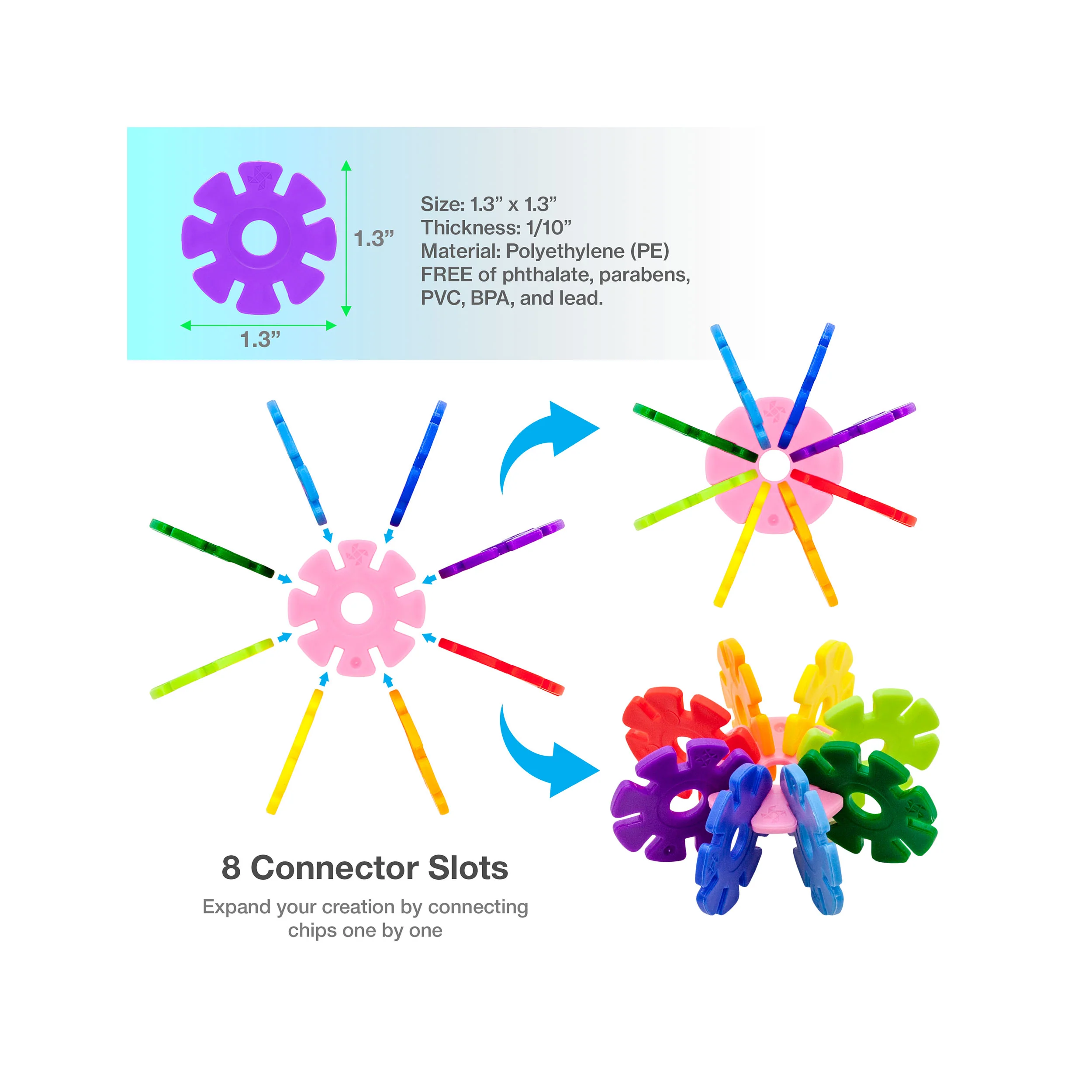 PicassoTiles Building Chip Interlocking Disc Construction Blocks in Color Purple - Image 4