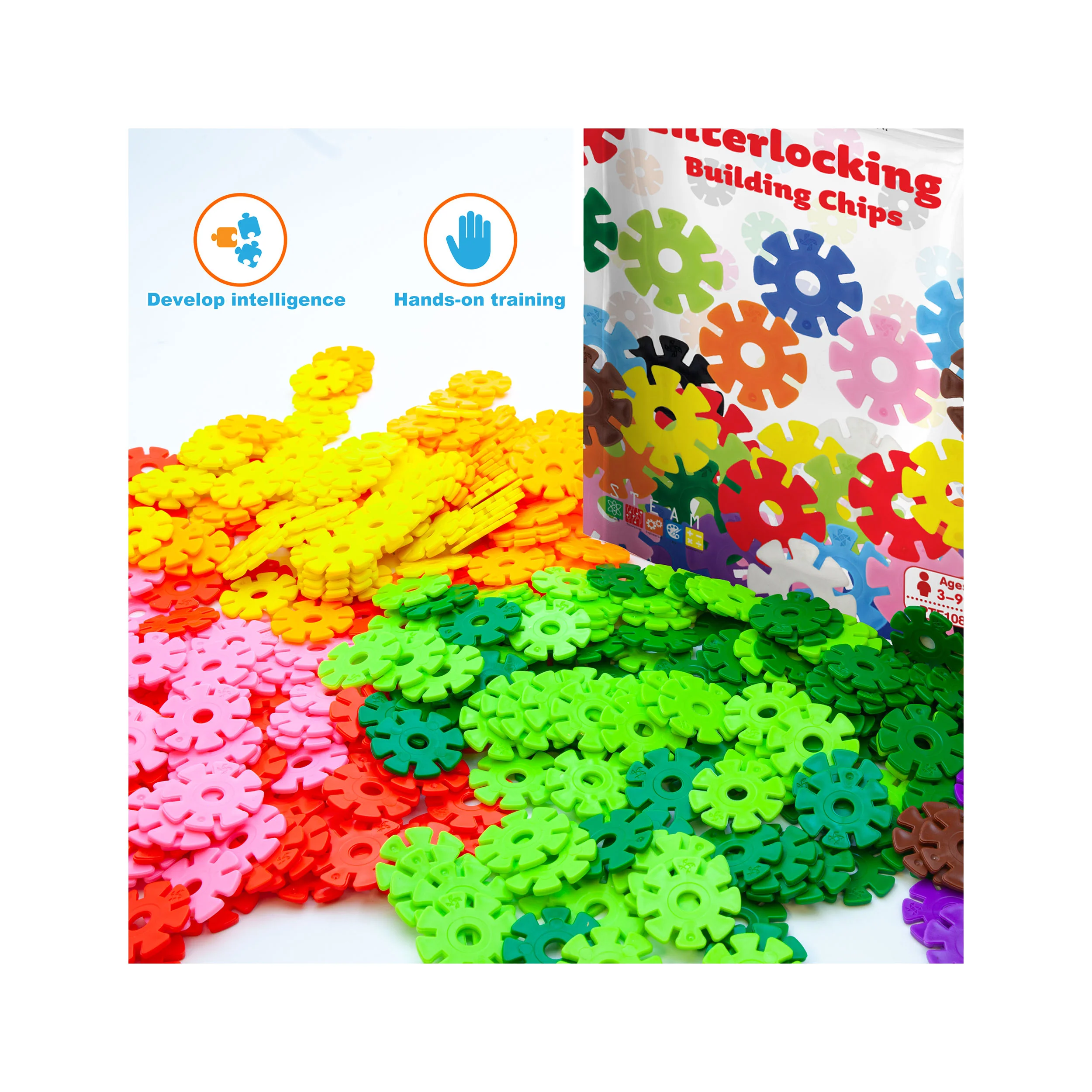PicassoTiles Building Chip Interlocking Disc Construction Blocks in Color Purple - Image 6