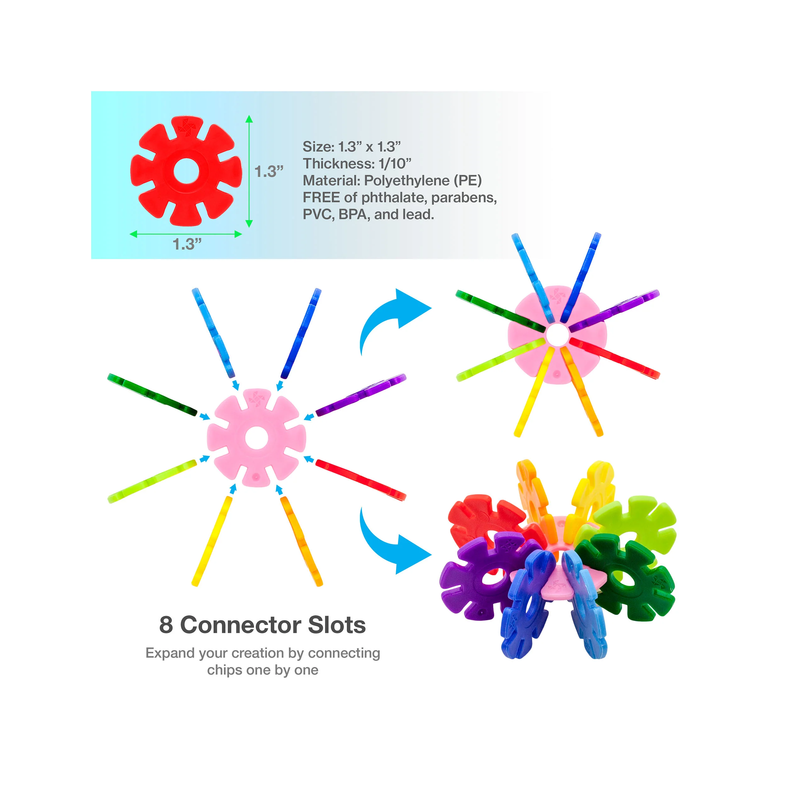 PicassoTiles Building Chip Interlocking Disc Construction Blocks in Color Red - Image 4