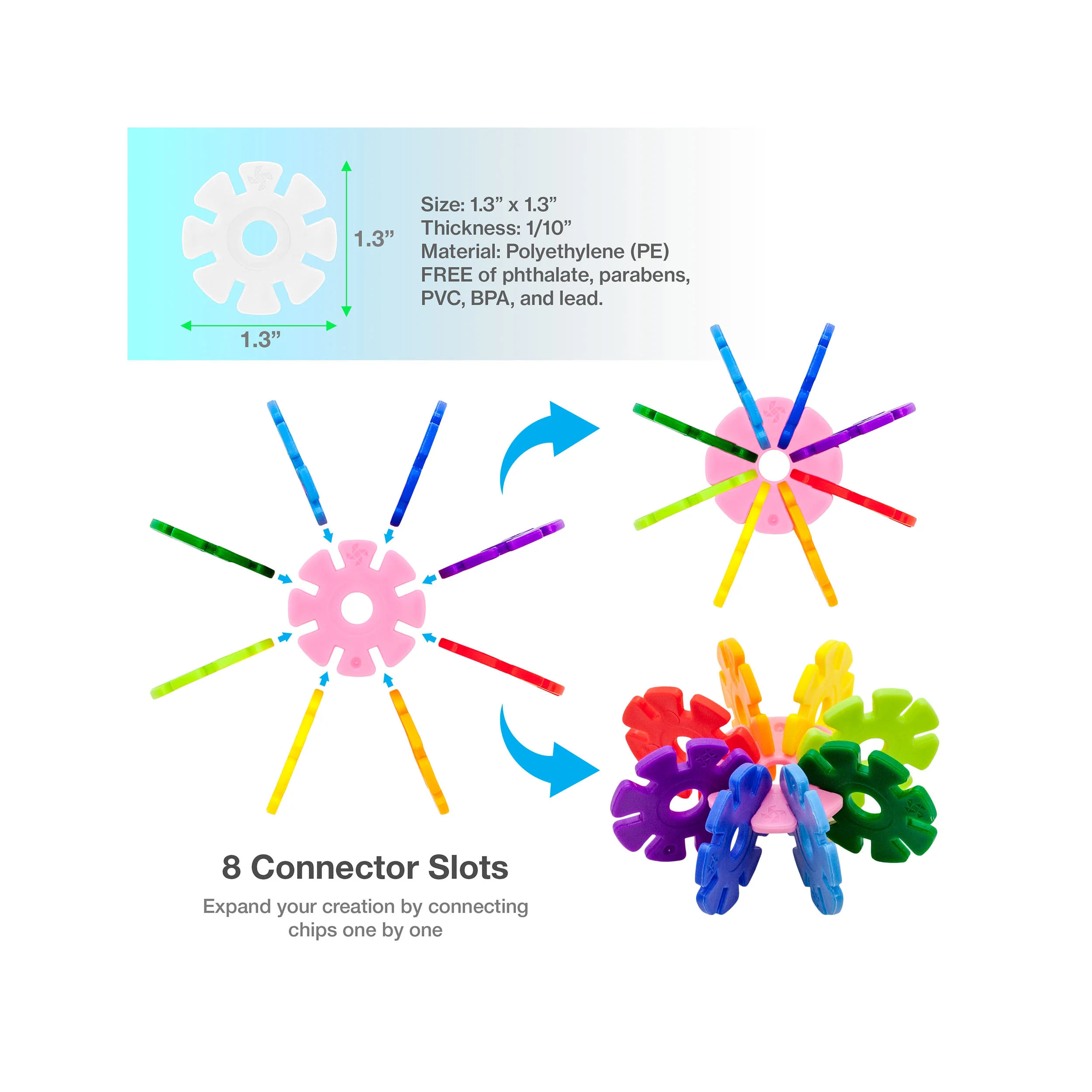 PicassoTiles Building Chip Interlocking Disc Construction Blocks in Color White - Image 4