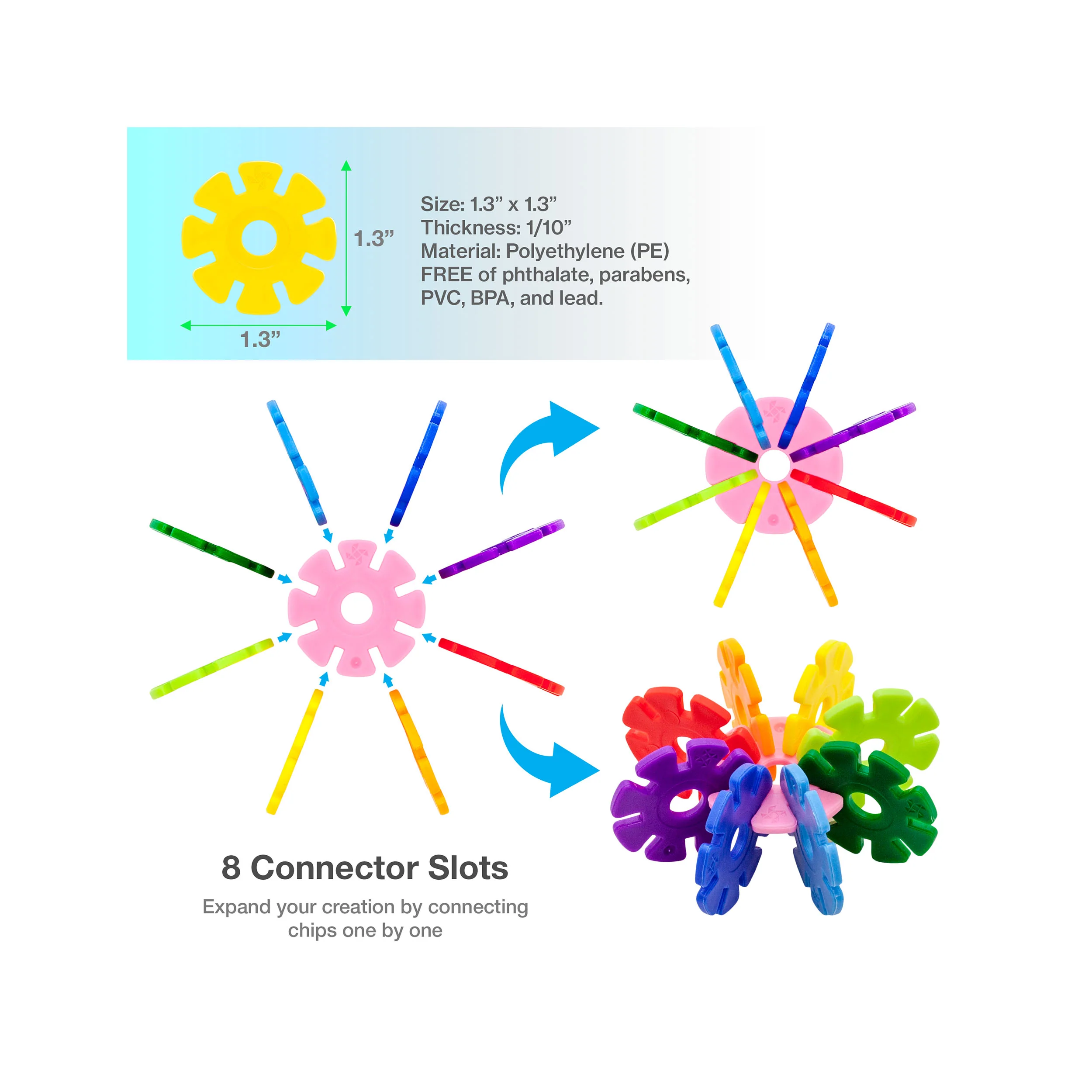 PicassoTiles Building Chip Interlocking Disc Construction Blocks in Color Yellow - Image 4