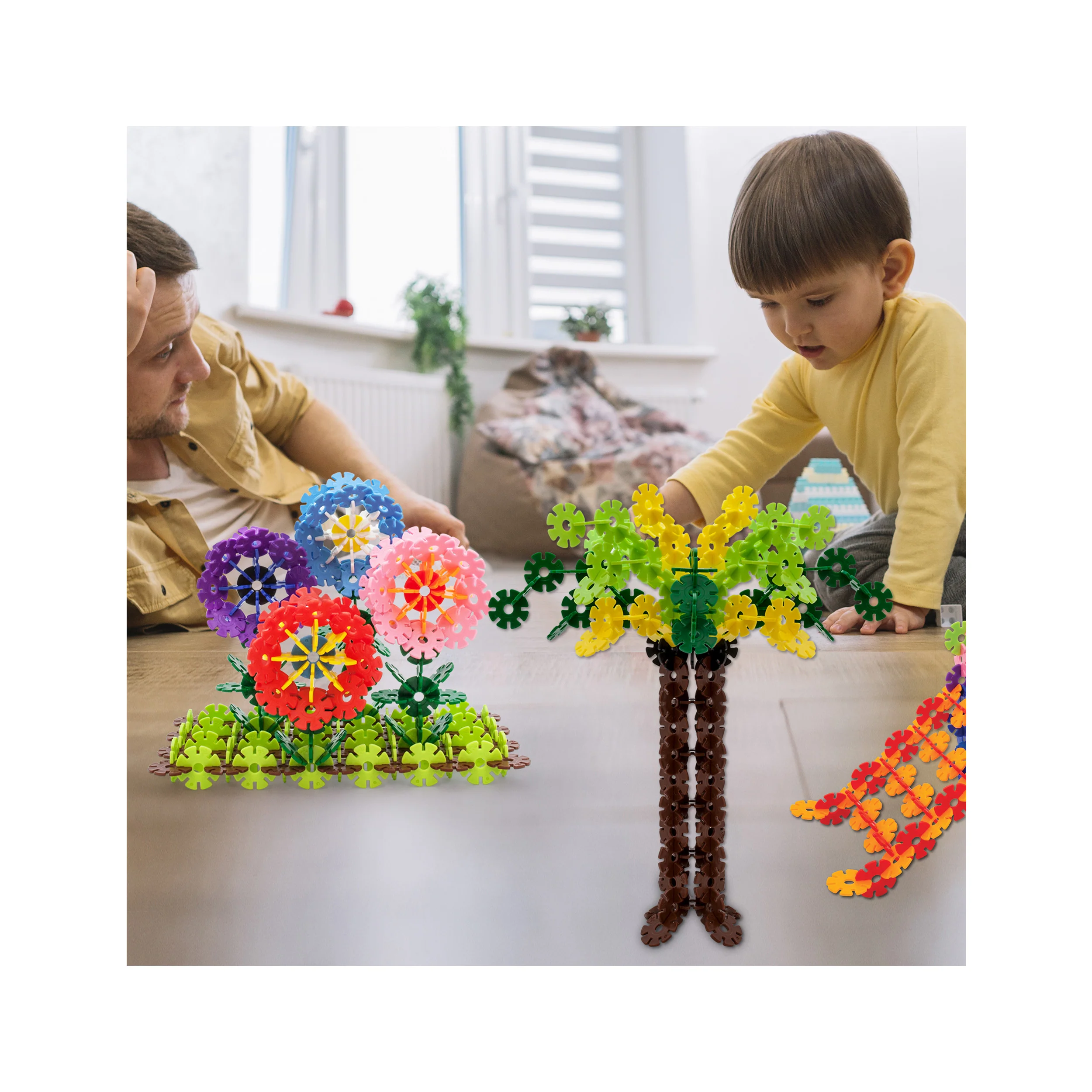 PicassoTiles 108pc Interlocking Disc Building Chips 12 Colors - Image 2
