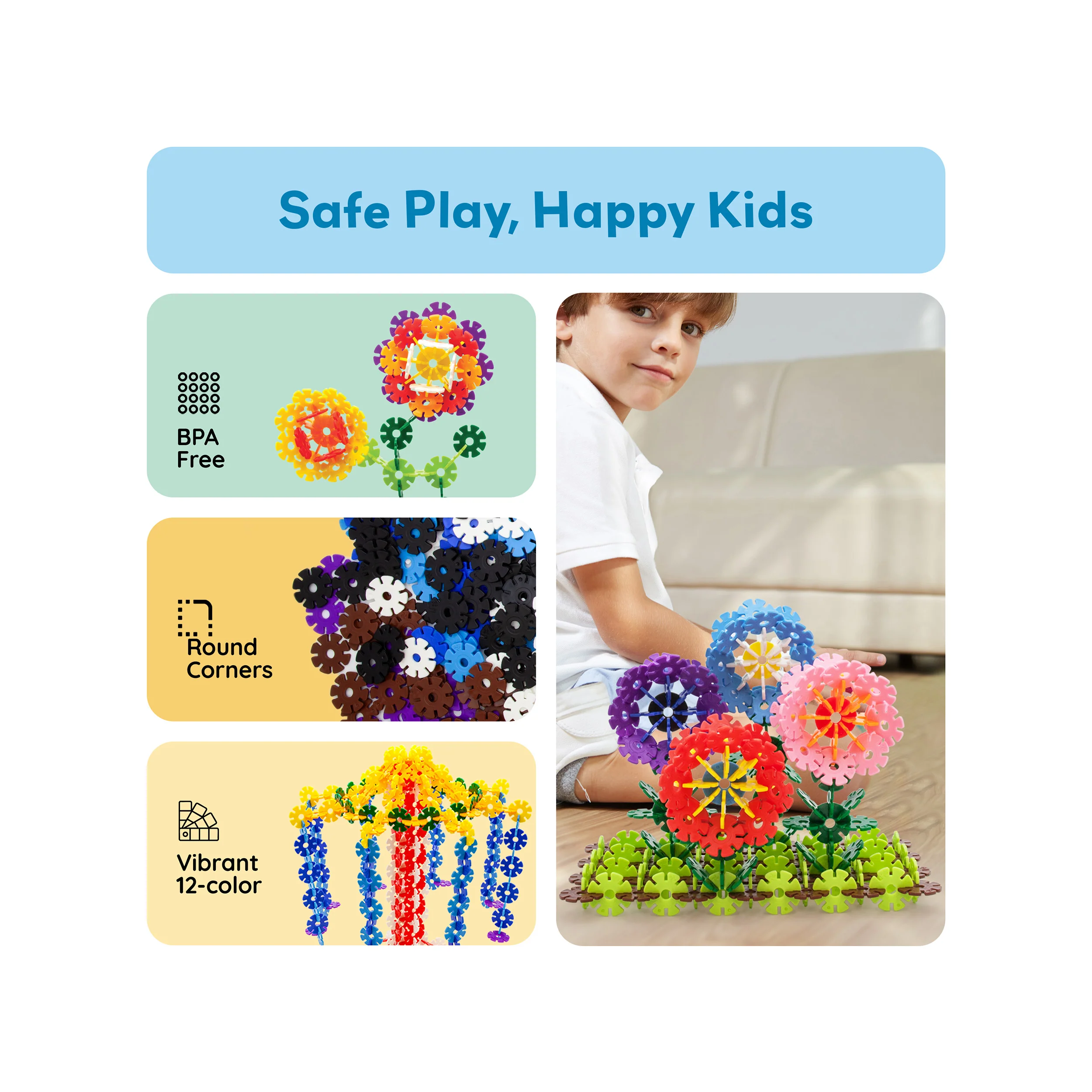 PicassoTiles 108pc Interlocking Disc Building Chips 12 Colors - Image 6