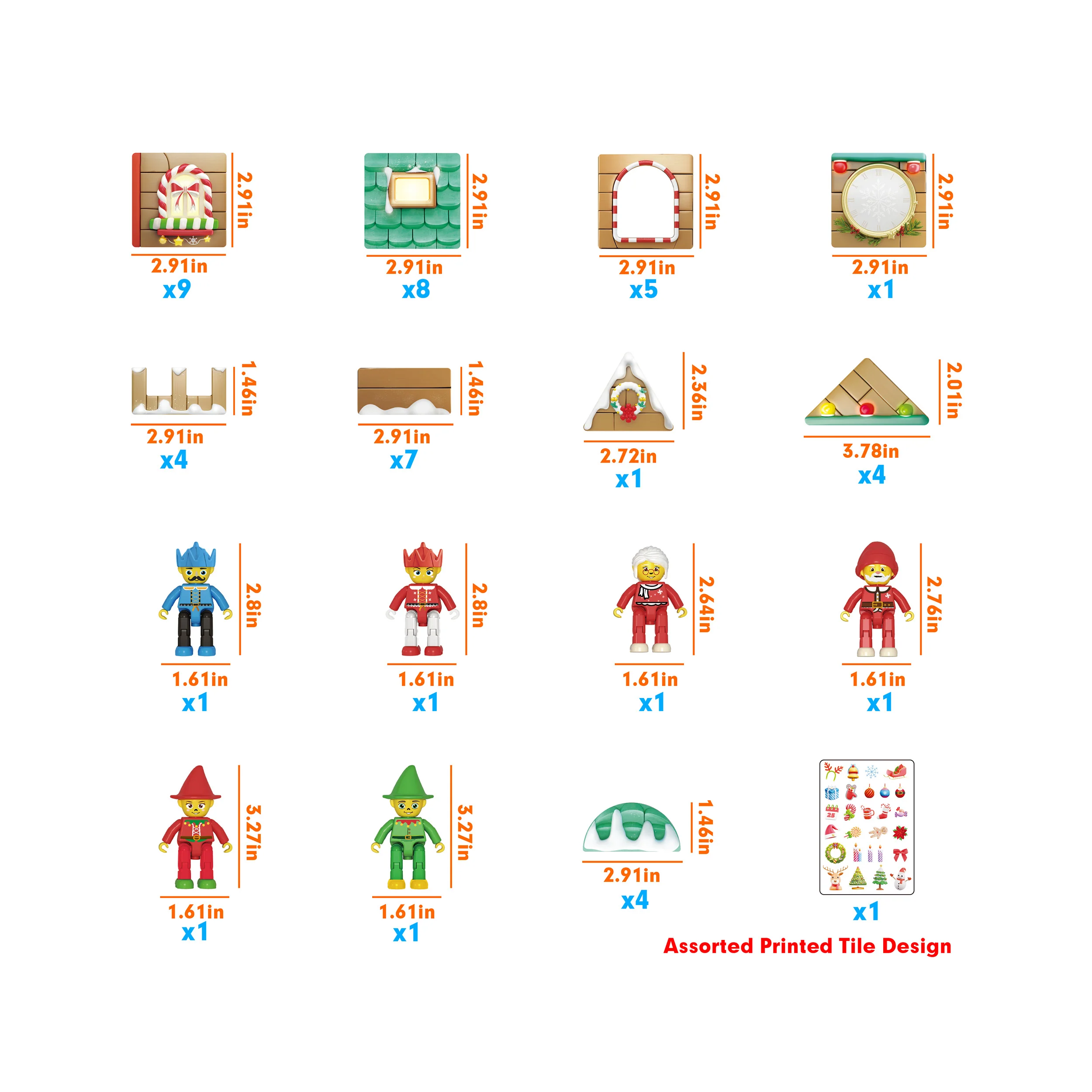 PicassoTiles Magnetic Tiles Christmas Cottage Set with Character Action Figures - 50 Pieces - Image 5