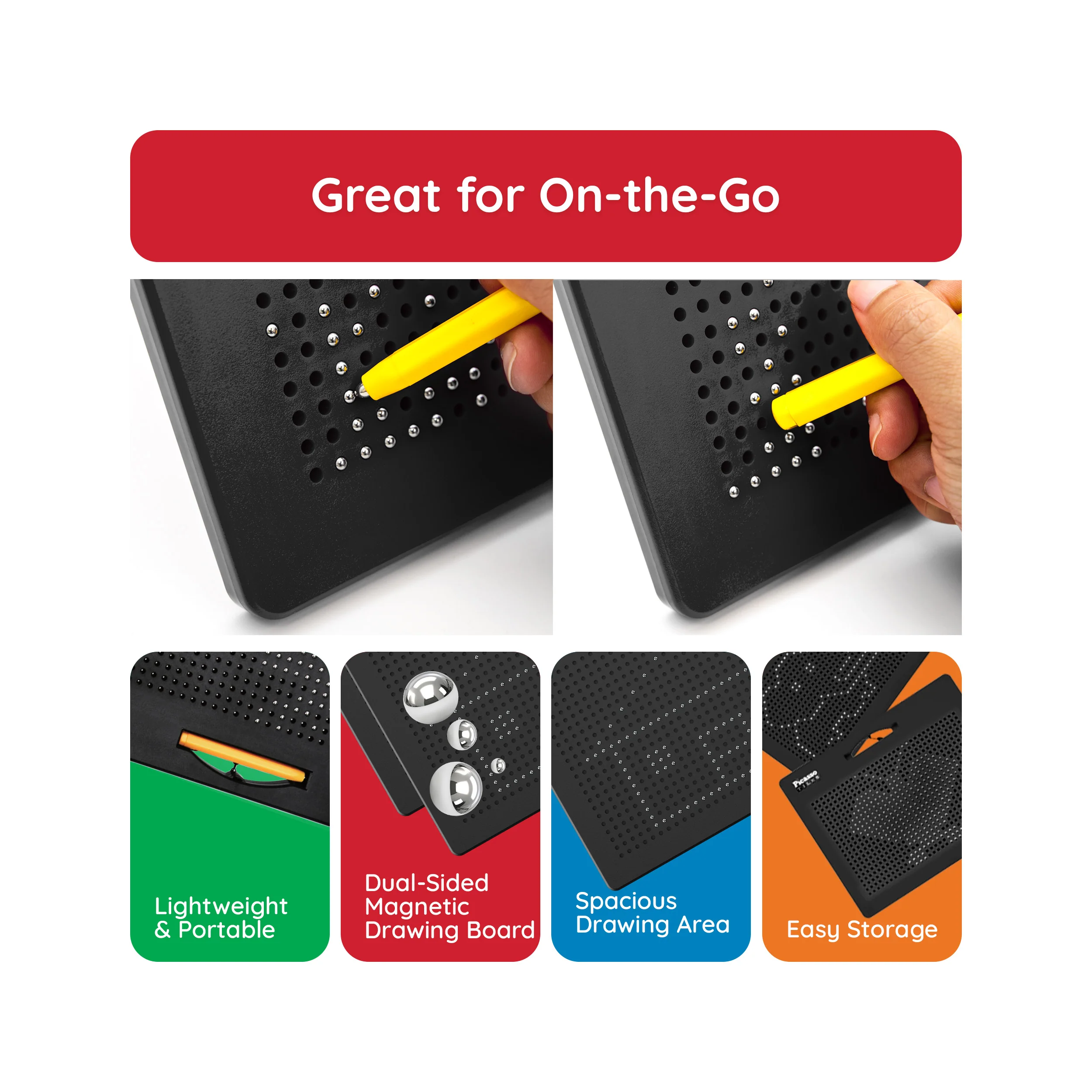 PicassoTiles Magnetic Drawing Board Freestyle & Alphabet Double Sided - Image 7