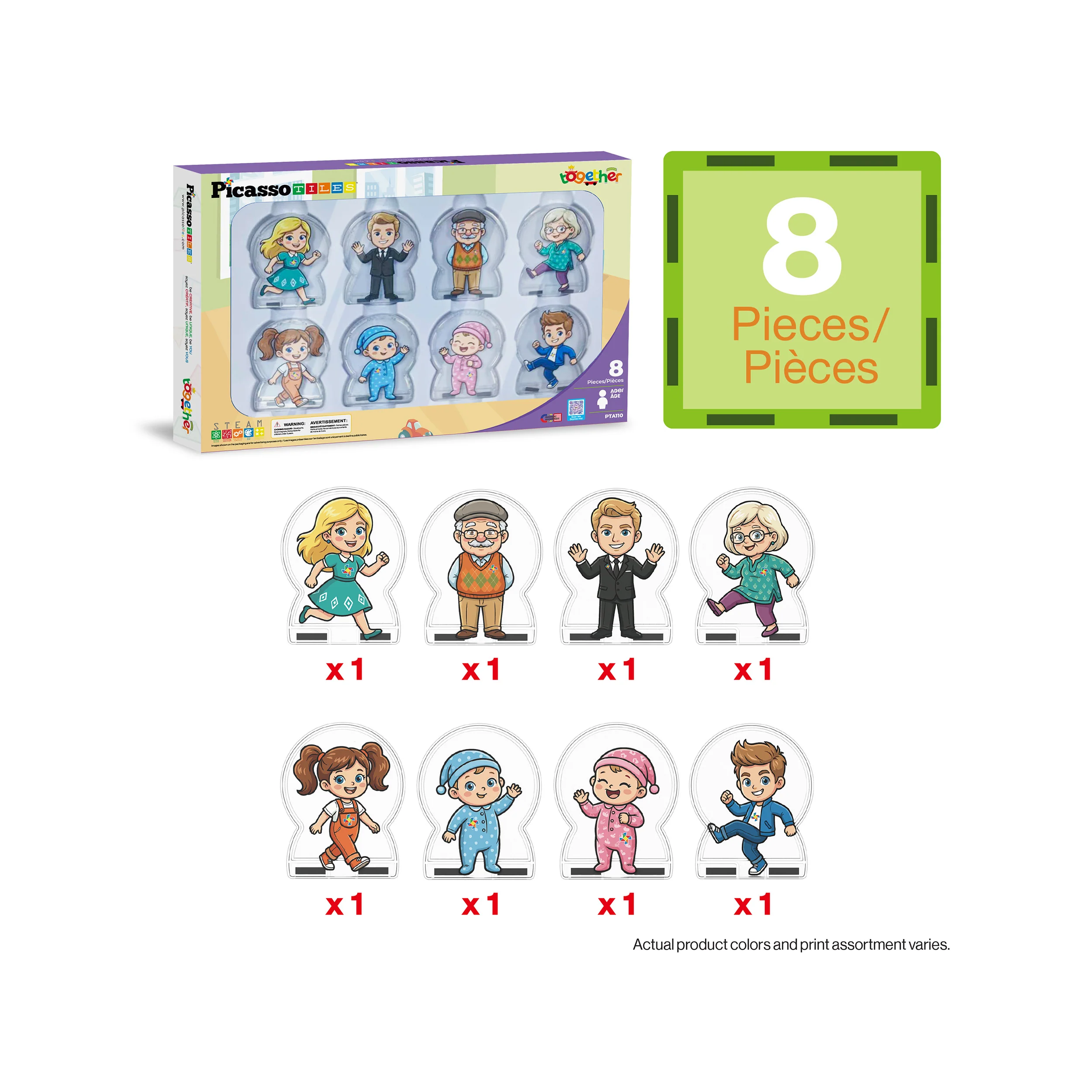 PicassoTile Magnetic Family Figures 8pc - Image 3