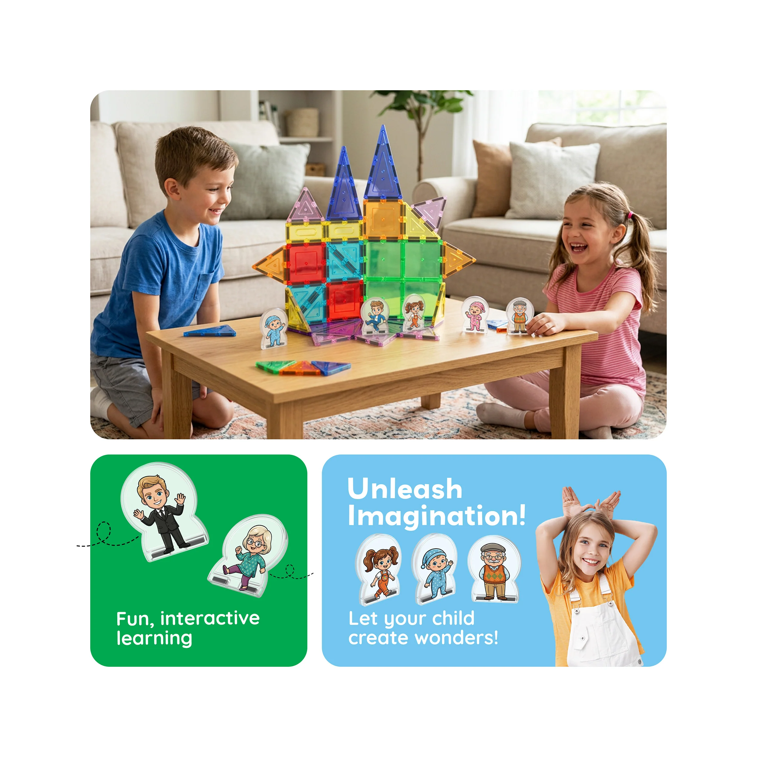 PicassoTile Magnetic Family Figures 8pc - Image 5