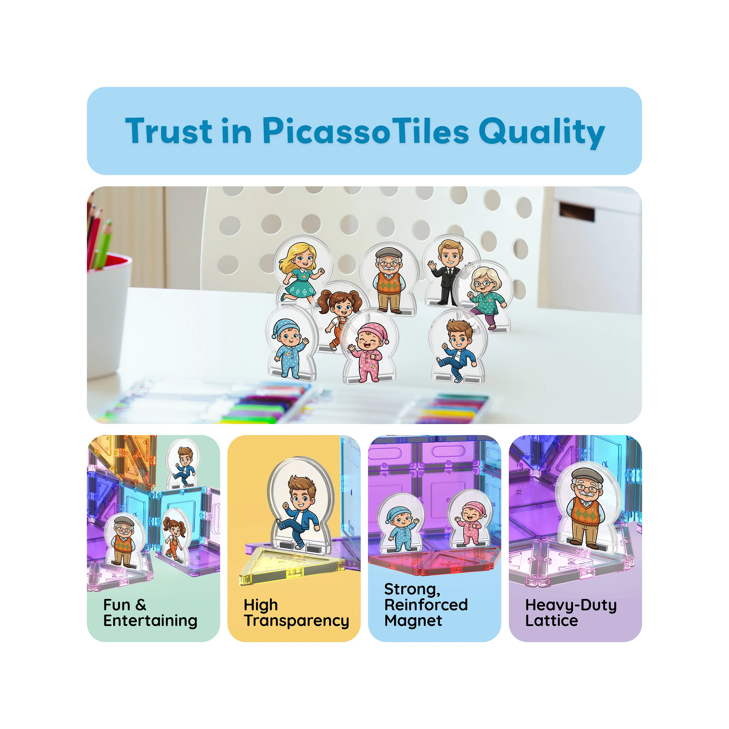 PicassoTile Magnetic Family Figures 8pc - Image 8