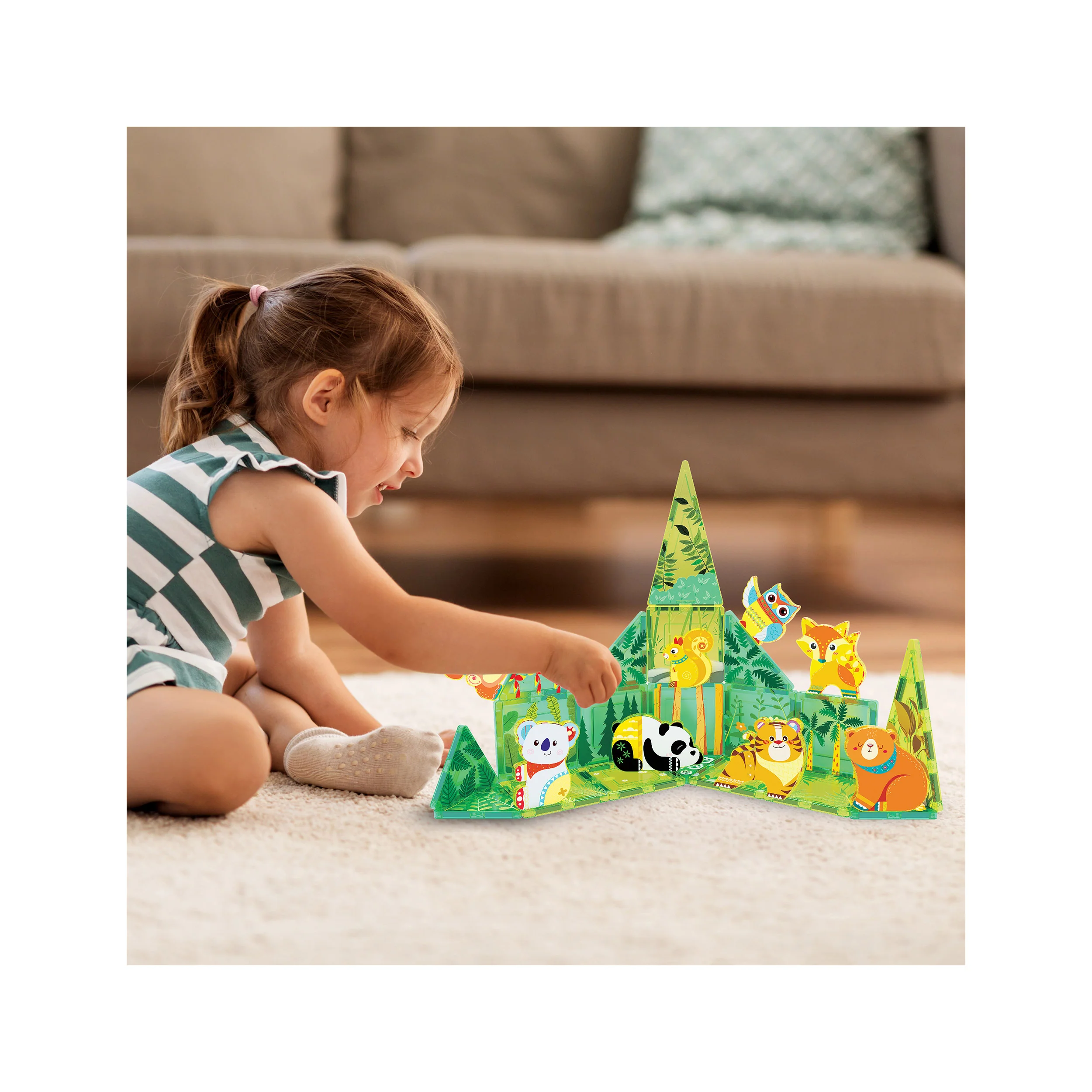 PicassoTiles 26 Piece Forest Animal Magnet Tile Building Blocks Set - Image 2
