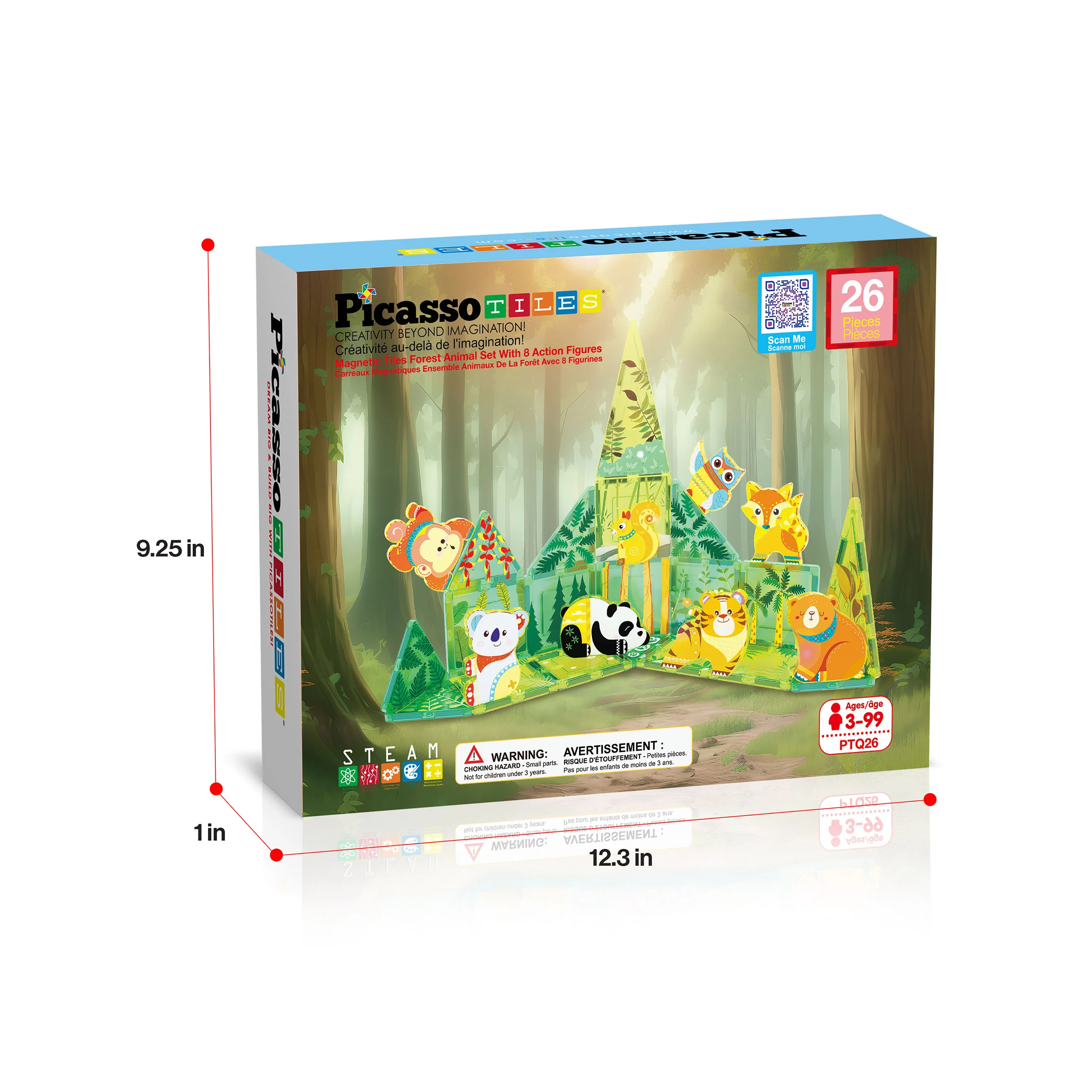 PicassoTiles 26 Piece Forest Animal Magnet Tile Building Blocks Set - Image 9