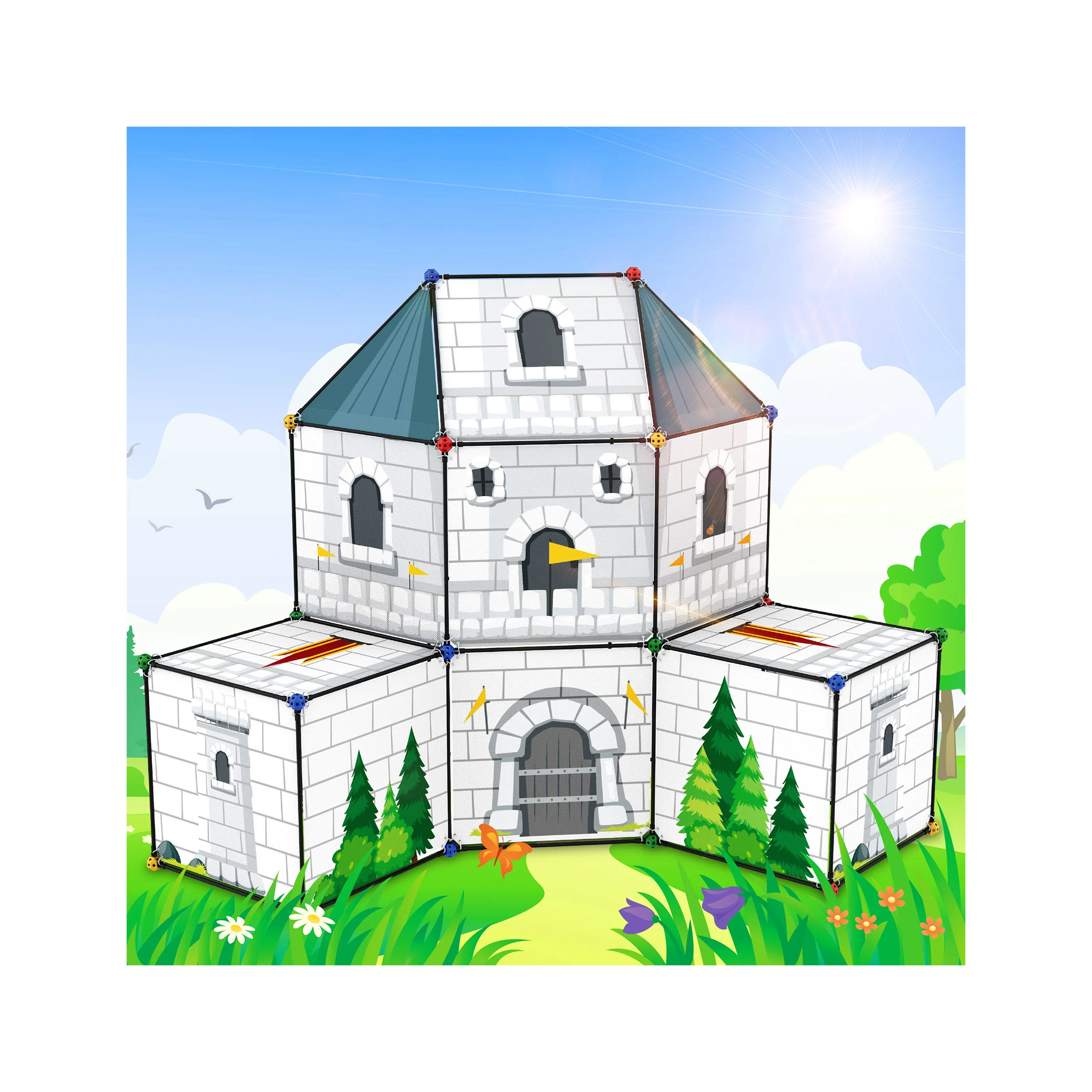 PicassoTiles Fort Building Tent Castle Theme Set - Image 3